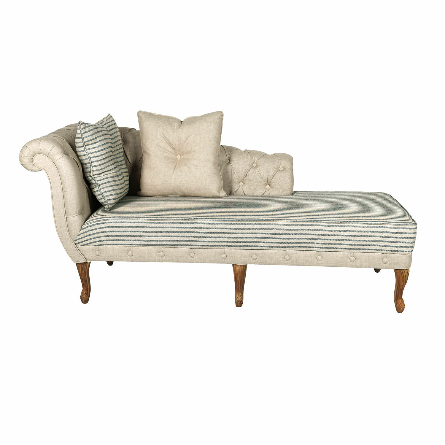 beige/gris Chaise longue Viviani beige et grise en tissu avec pieds en bois pour salon