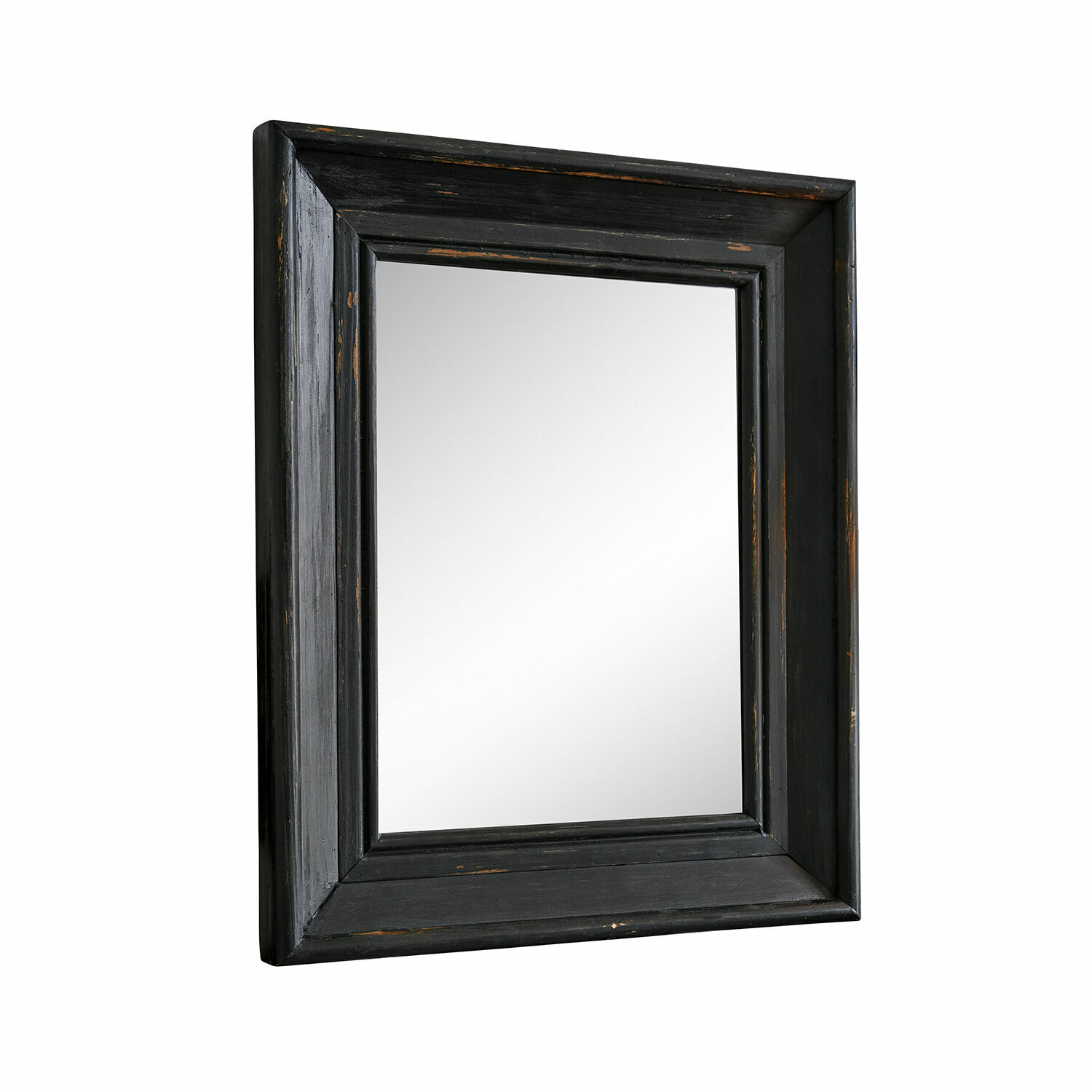 Miroir Orlise Miroir carré avec cadre en bois noir vieilli pour décoration intérieure élégante