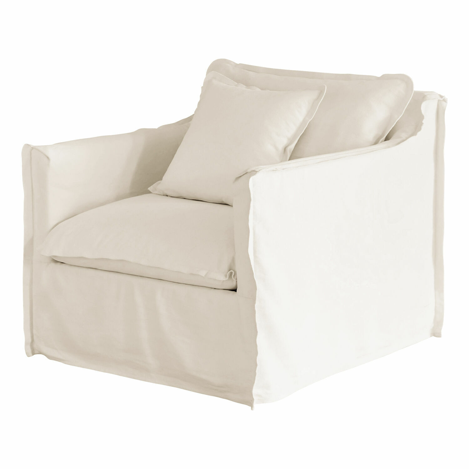 Fauteuil Tienen Fauteuil beige en tissu avec coussins moelleux, siège confortable pour salon