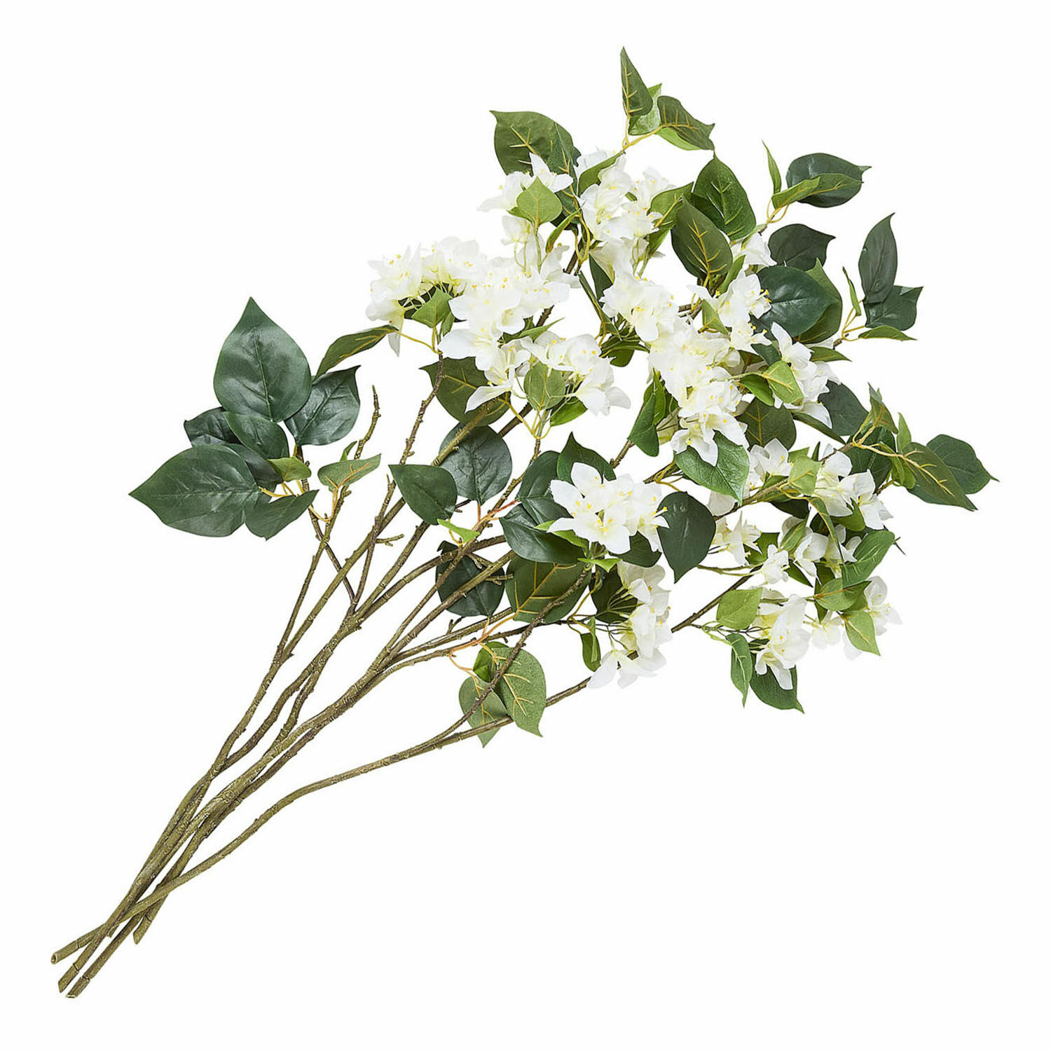 Lot de 6 fleurs décoratives Nireval Bouquet de fleurs blanches artificielles avec feuilles vertes pour décoration intérieure