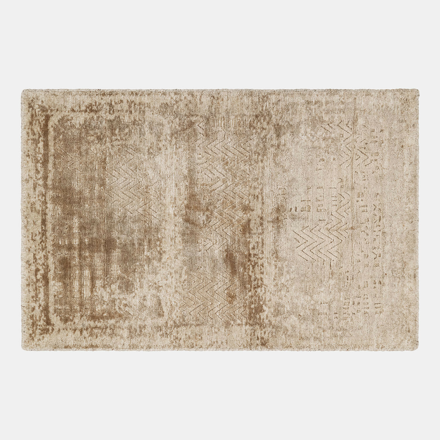 Tapis Ashmere Tapis beige en tissu doux avec motif géométrique subtil, parfait pour un salon moderne