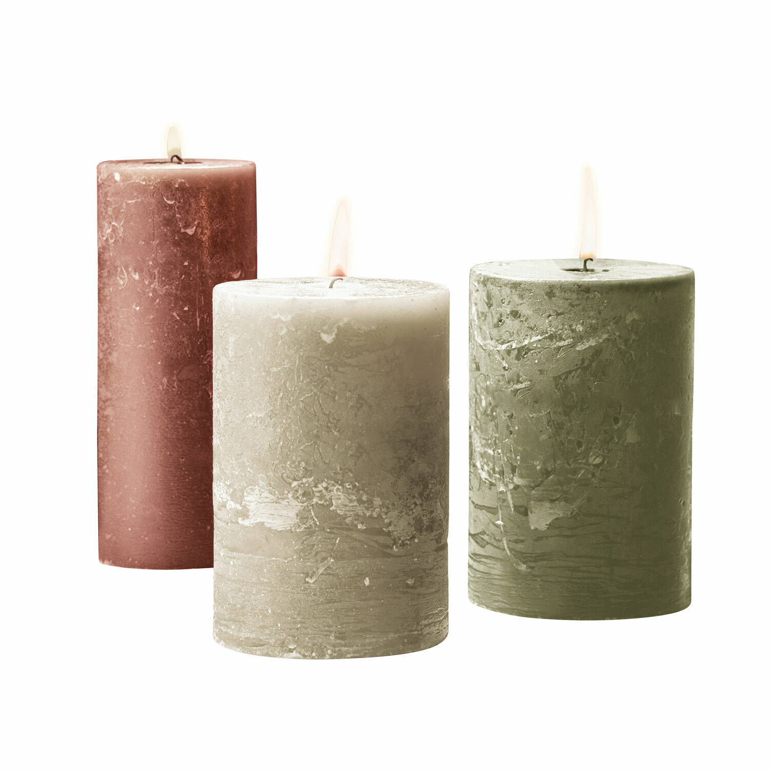 orange/vert Lot de 3 bougies Salis en cire naturelle orange, verte et beige pour décoration intérieure