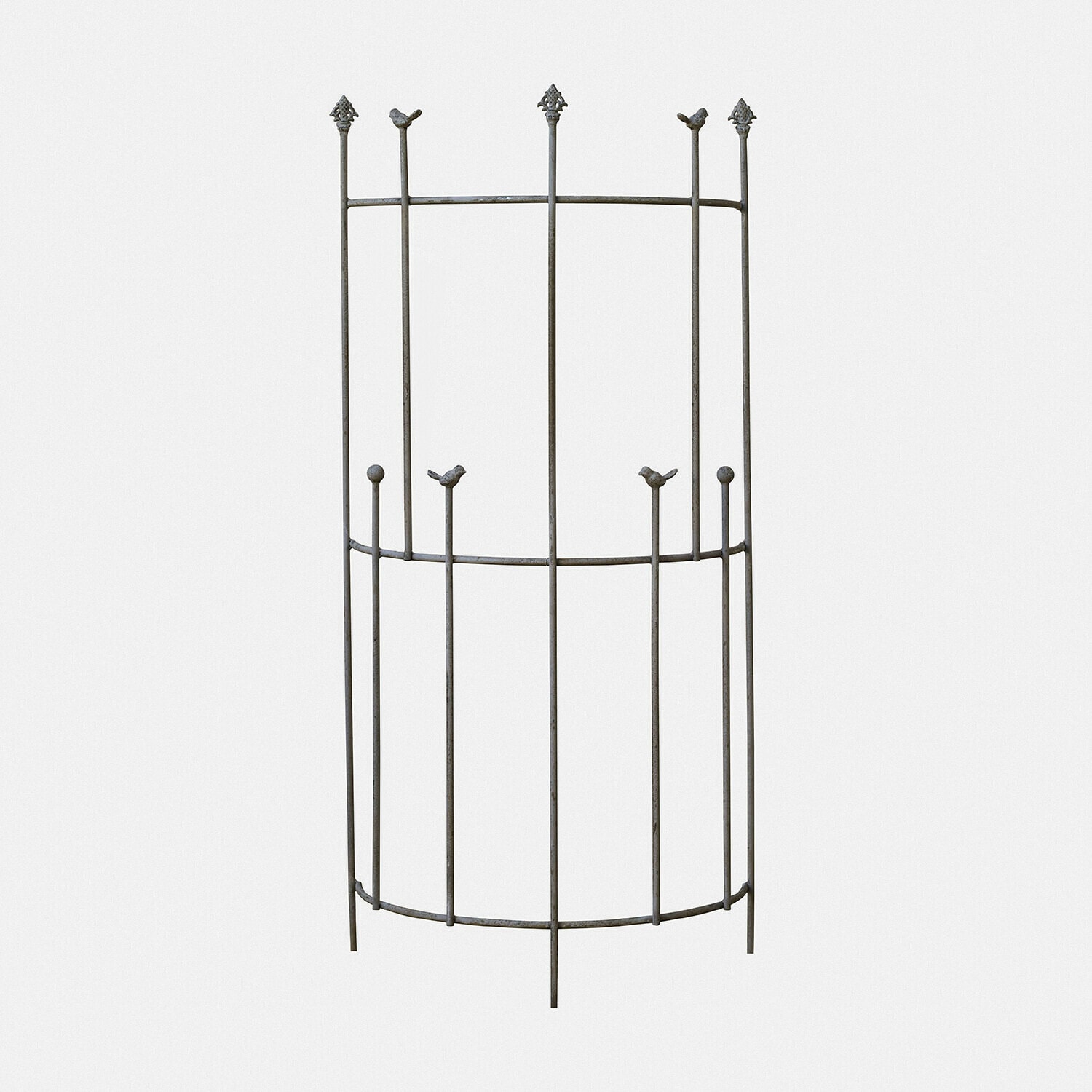 Treillage Ormisse Protection de plante en métal gris avec oiseaux décoratifs et finitions ornementales