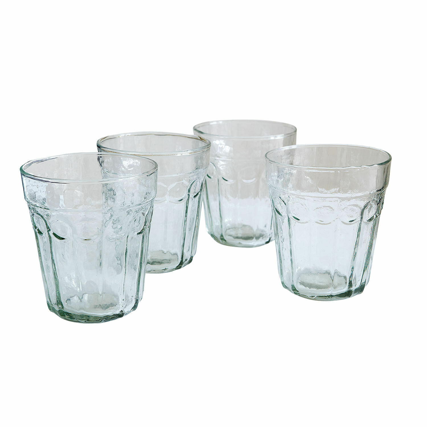 Lot de 4 verres Alizande Ensemble de quatre verres transparents en verre épais avec surface texturée pour boissons