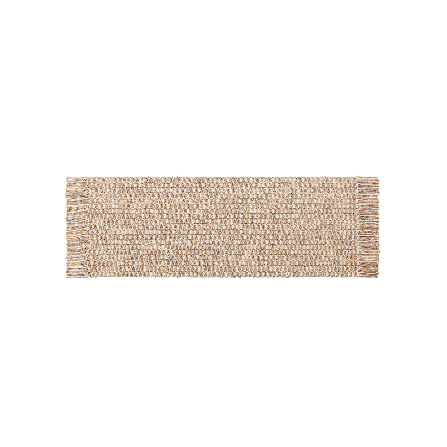 Coureur Yrundal Chemin de table beige en matière naturelle avec franges, décoration rustique pour table