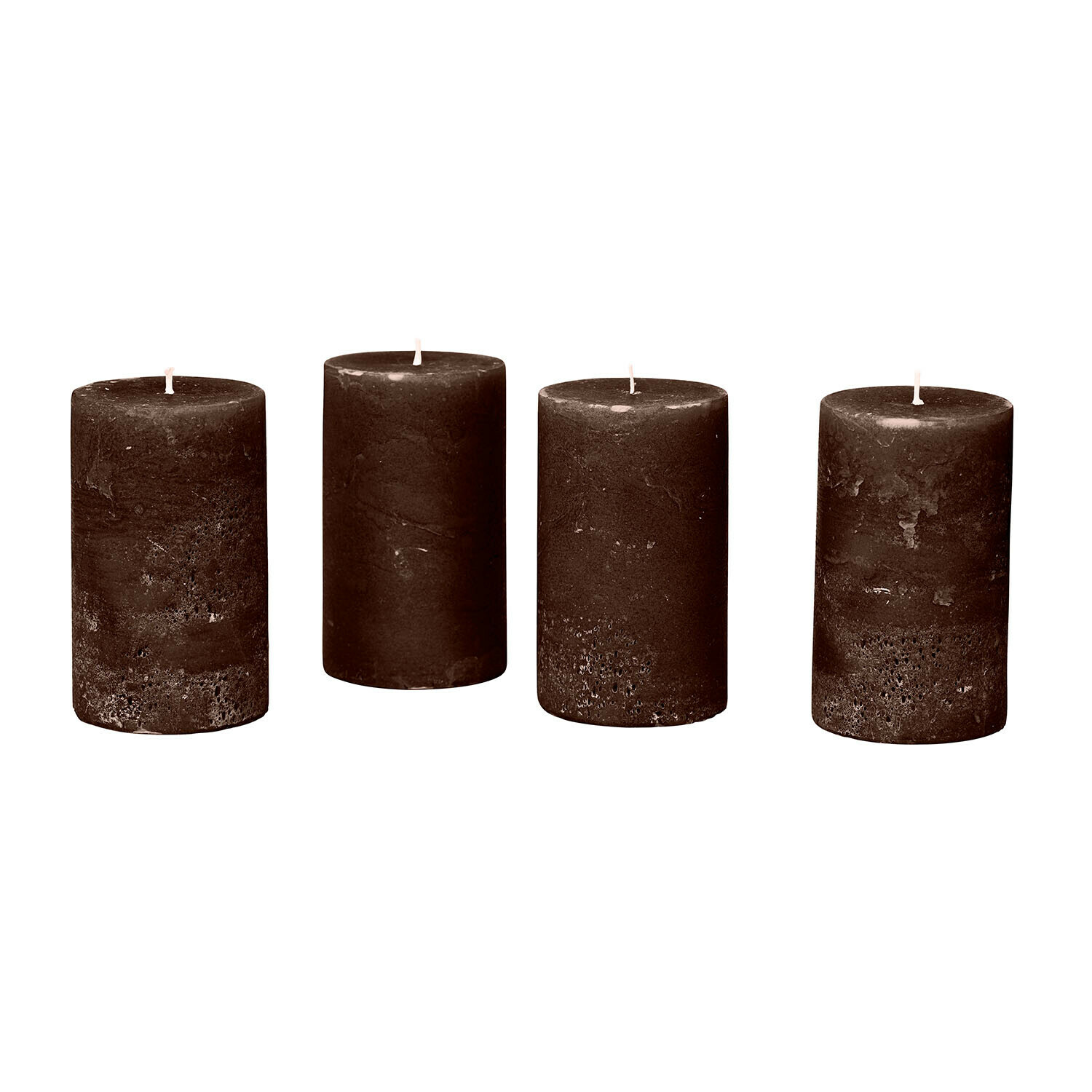 marron foncé Lot de 4 bougies Braga brun foncé en cire naturelle pour décoration et ambiance chaleureuse