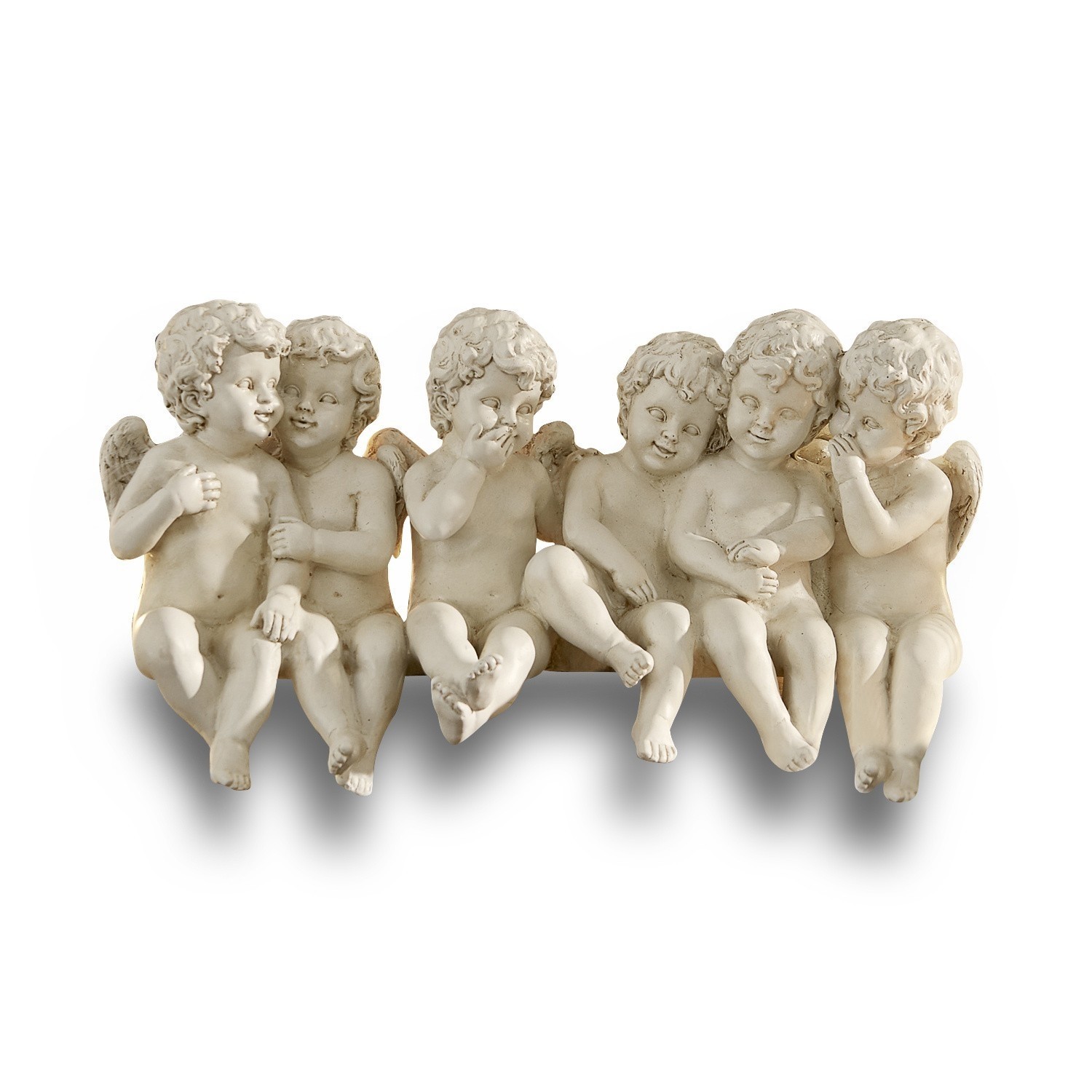 Anges Léon Décoration avec six petits anges beige en résine, ornement pour intérieur et jardin