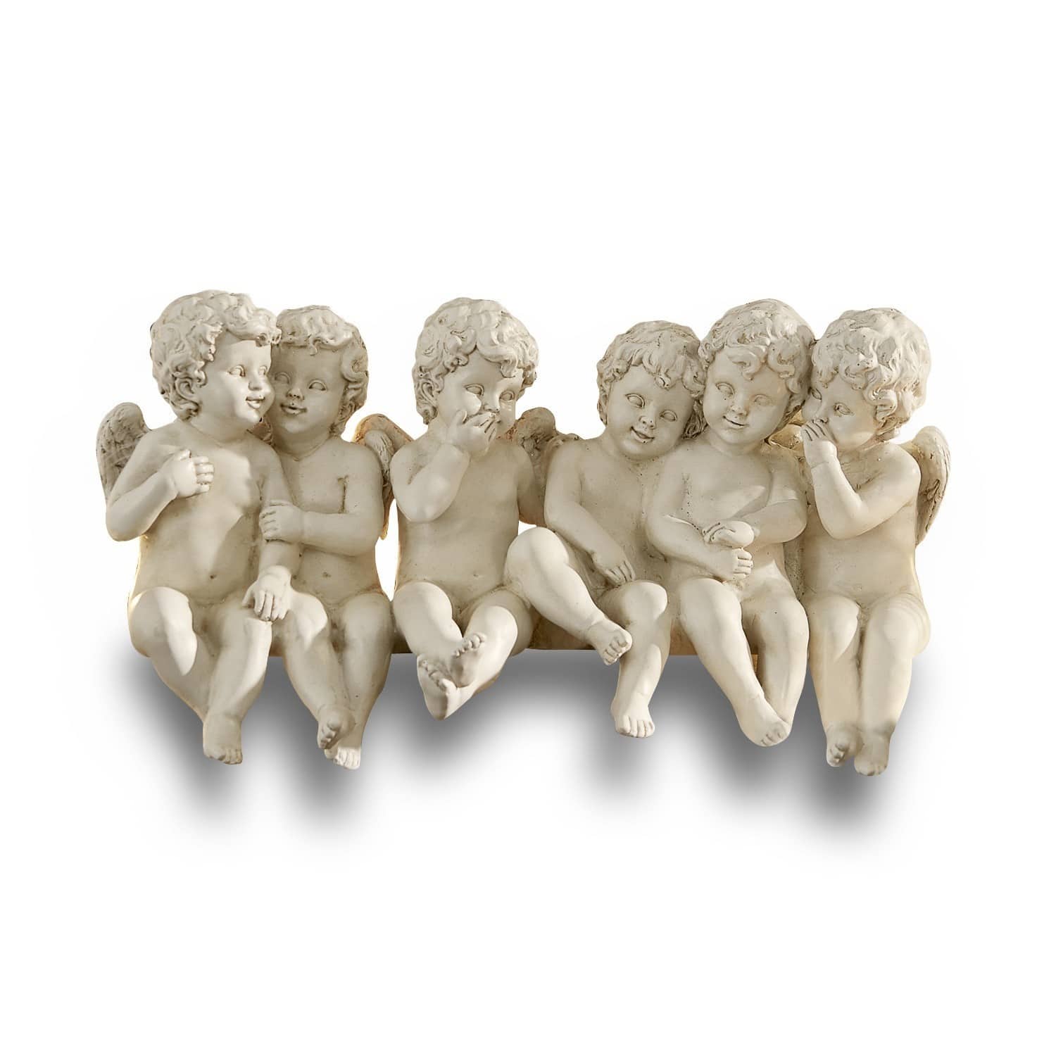 Anges Léon Décoration avec six petits anges beige en résine, ornement pour intérieur et jardin