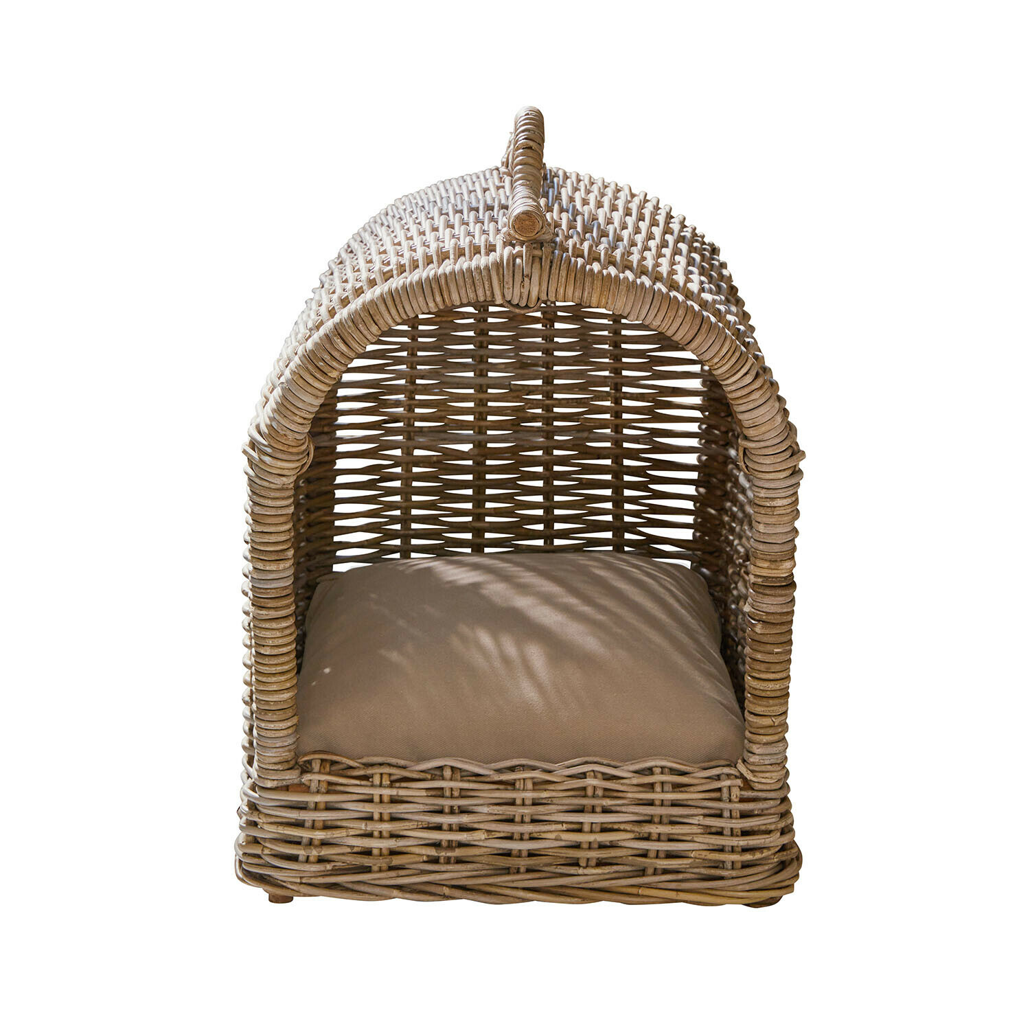 Panier pour animaux Cielina Maison pour animaux en rotin naturel avec coussin beige, confortable pour repos intérieur