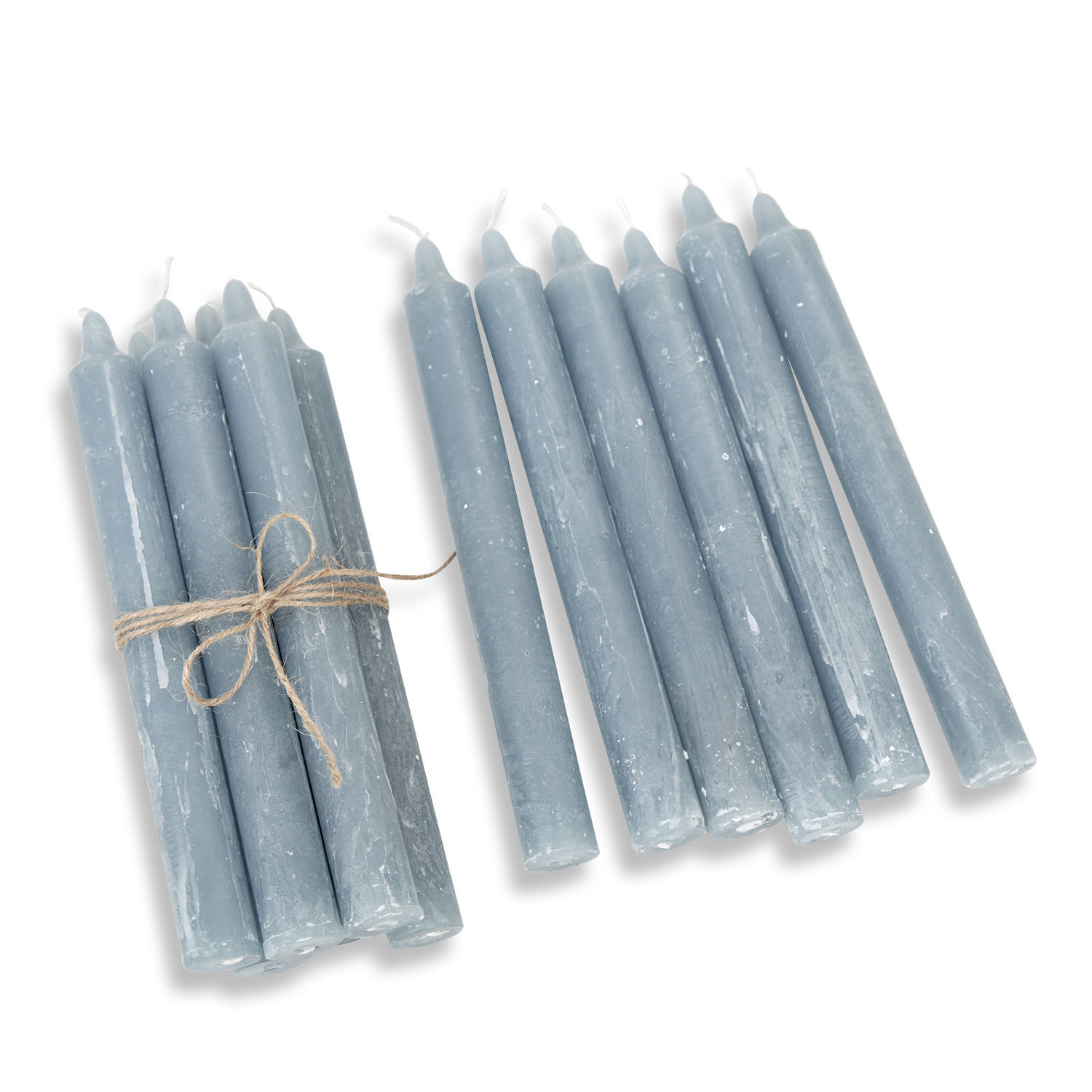 bleu-gris Lot de 12 bougies Bauceau gris bleu en cire naturelle pour décoration intérieure