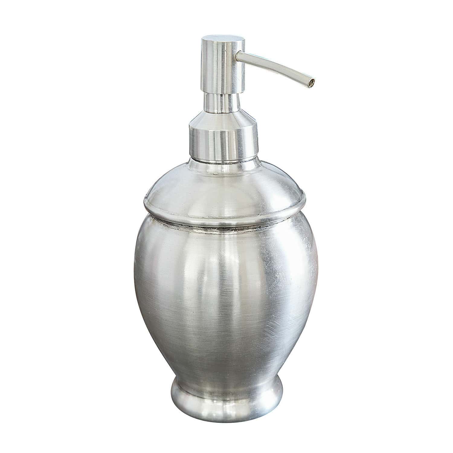 Distributeur de savon Alintra Distributeur de savon en métal argenté au design classique pour salle de bain