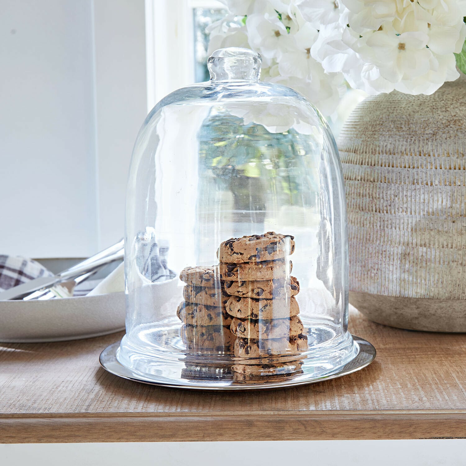 Cloche en verre avec plateau Chardonne