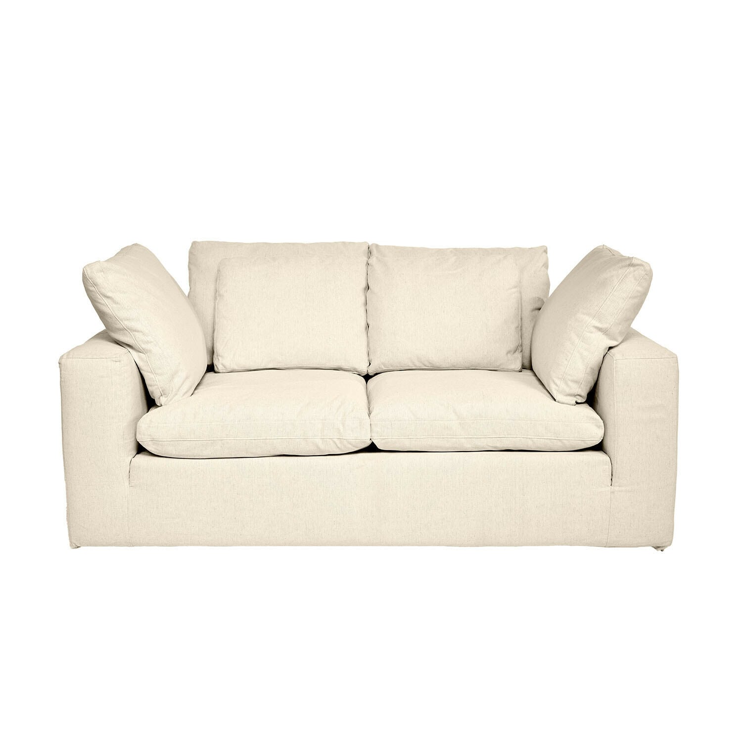 Canapé beige Xavreille en tissu avec coussins moelleux, design moderne pour salon