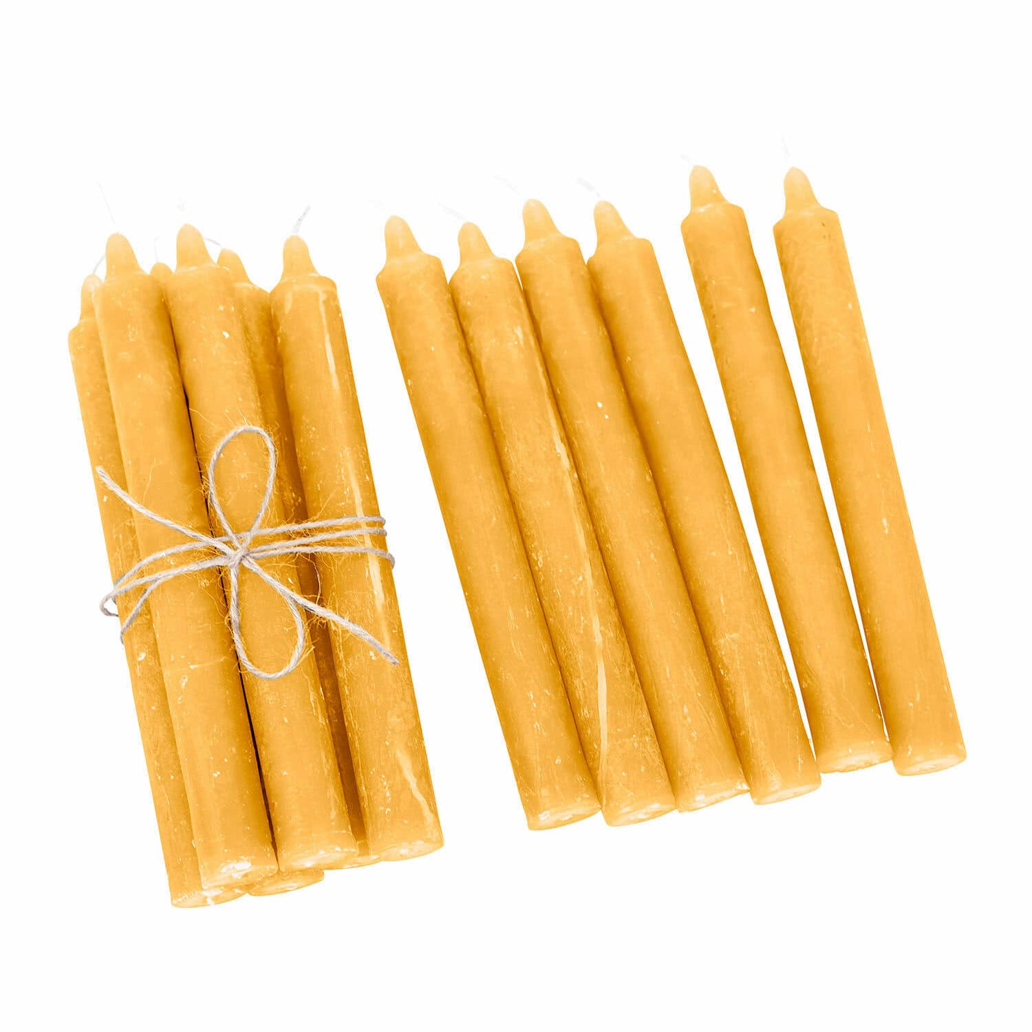 Lot de 12 bougies Bauceau Lot de bougies en cire d'abeille couleur miel pour décoration intérieure naturelle et chaleureuse