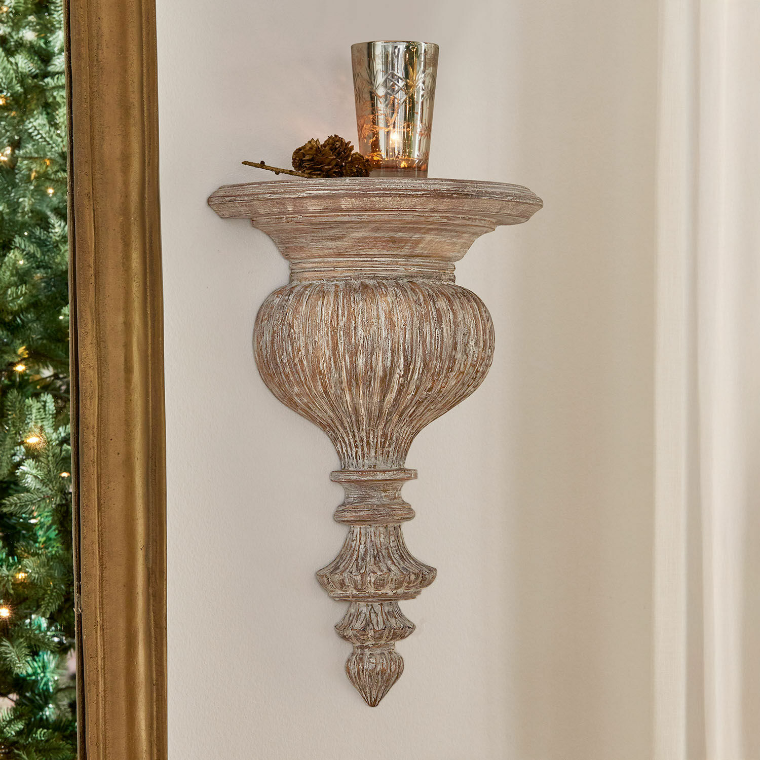 Étagère murale Anderico Étagère murale rustique en bois couleur brun vieilli pour décoration intérieure