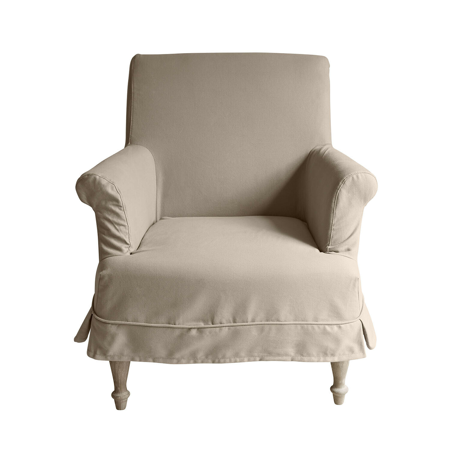 taupe Fauteuil Everleighs taupe en tissu coton, siège confortable pour salon moderne