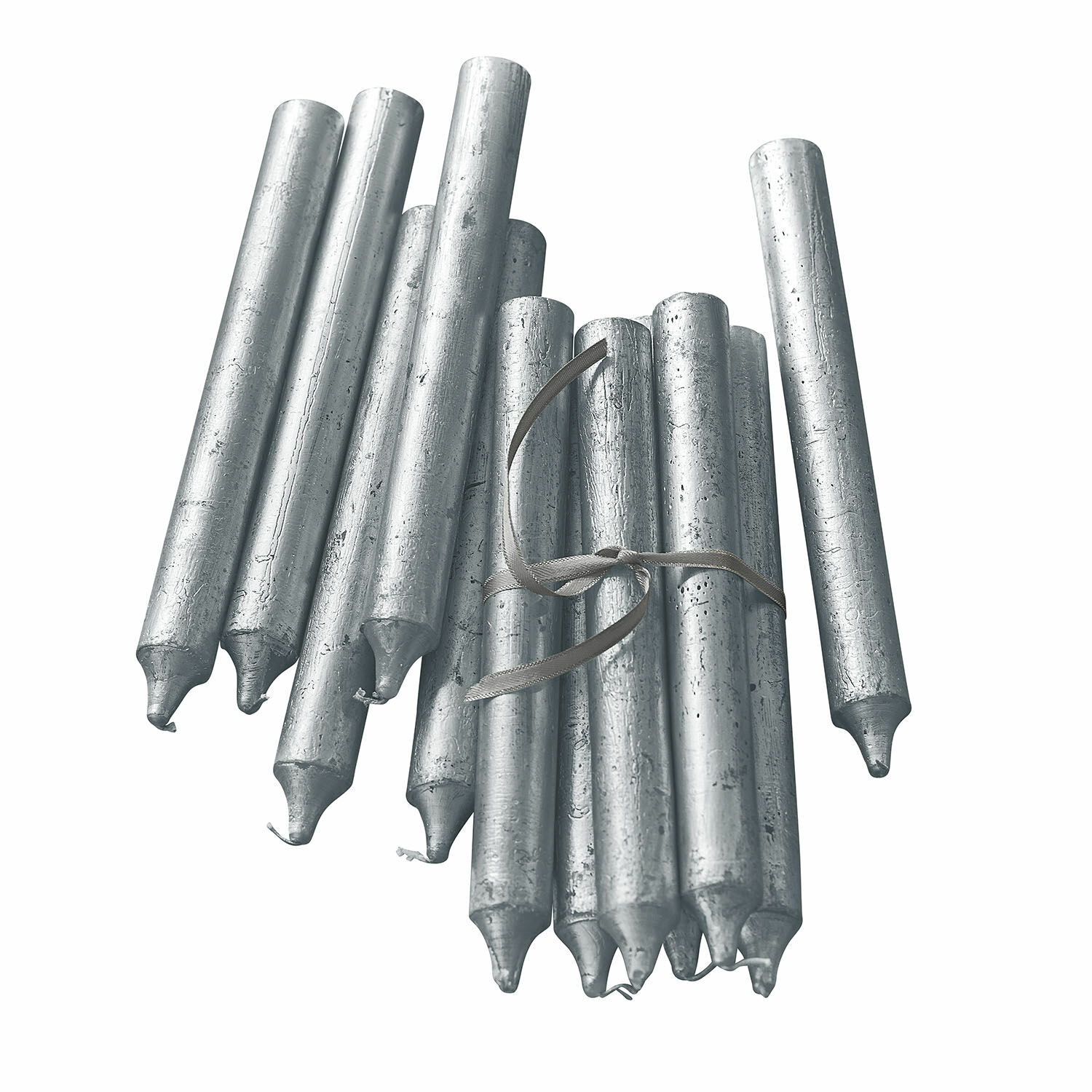 argenté Lot de 20 bougies argentées Lysarion avec finition métallique, décoratives pour ambiance élégante