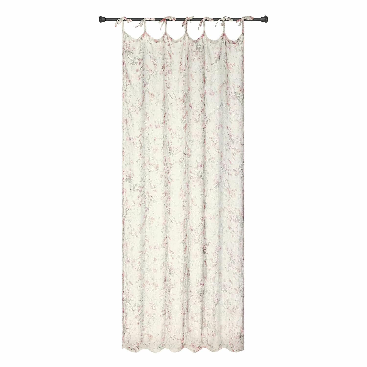 Voilage Dulciette Rideau léger en coton crème avec motif floral rose pâle pour décoration de fenêtre élégante