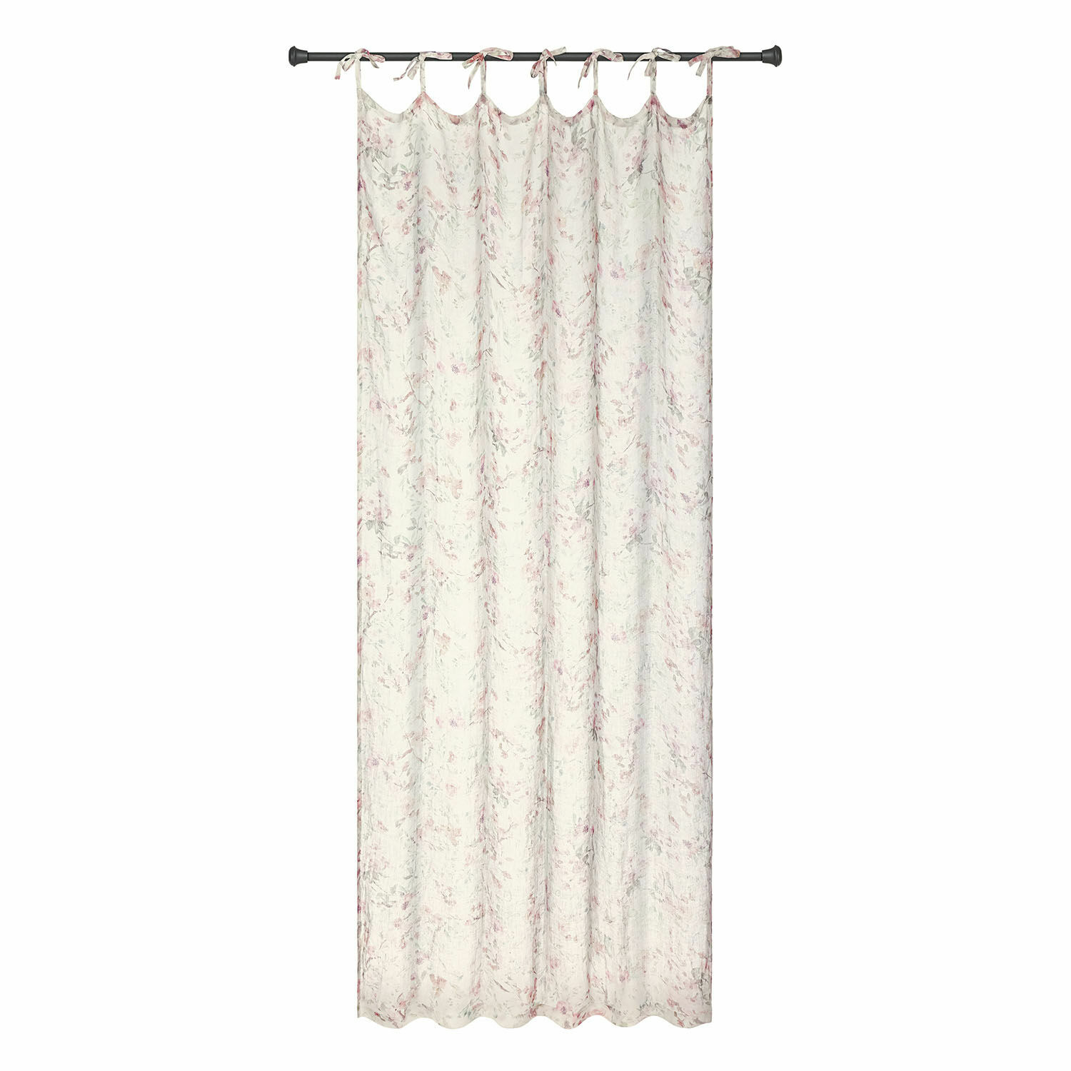 Voilage Dulciette Rideau léger en coton crème avec motif floral rose pâle pour décoration de fenêtre élégante