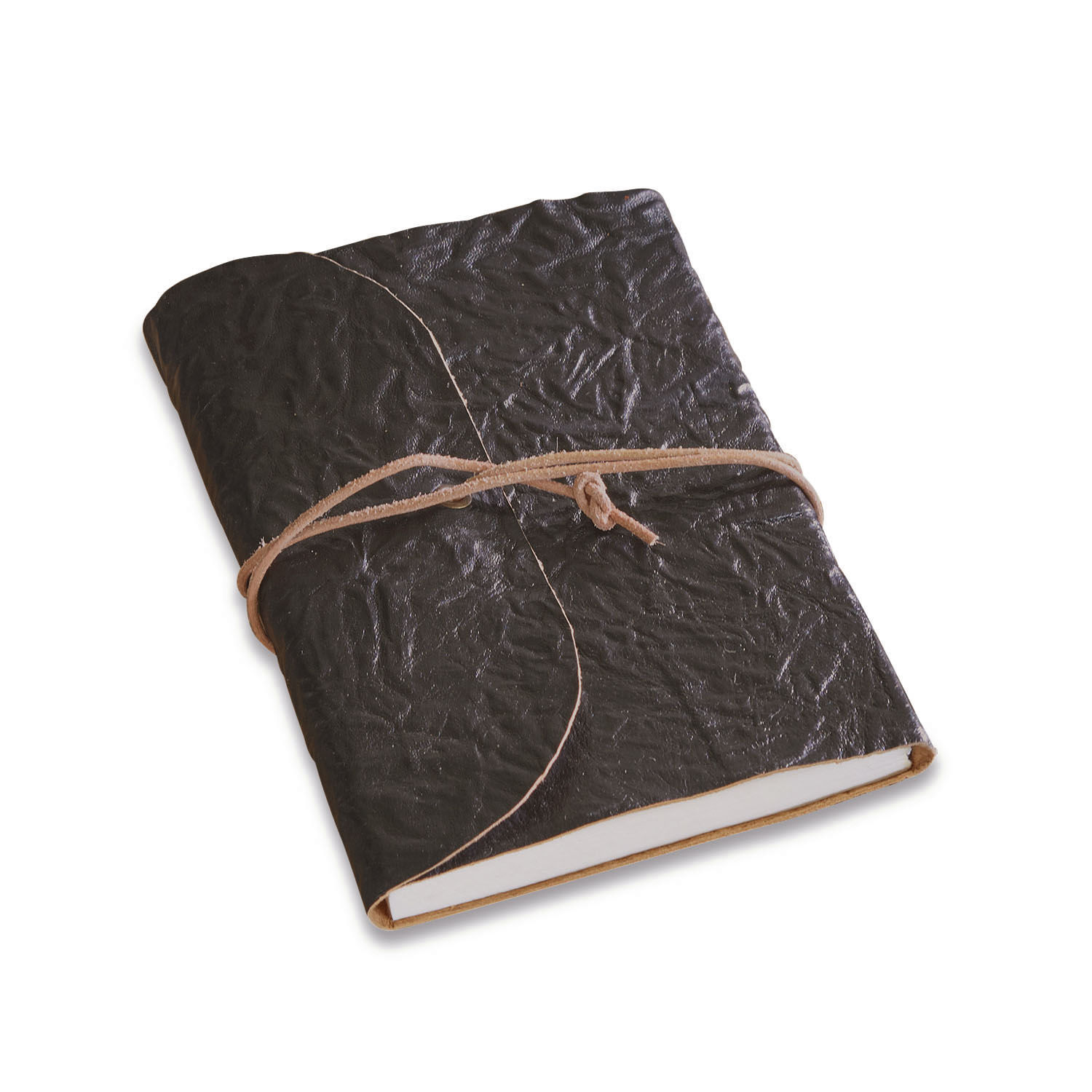 Carnet Cosmes Carnet noir en cuir souple avec fermeture à lacet, carnet élégant pour notes et croquis