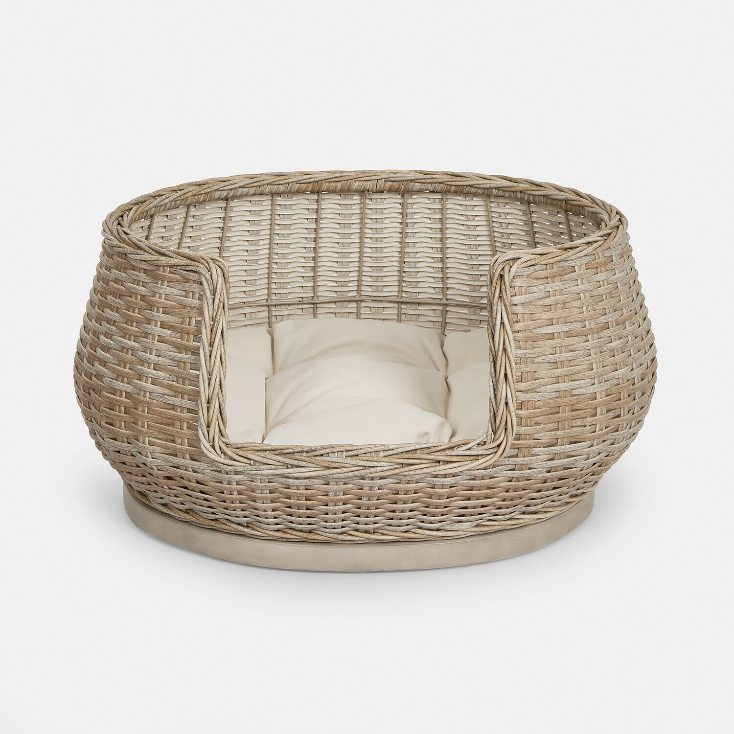 beige/crème Panier pour animaux en osier beige avec coussin crème, confortable et résistant pour animaux de compagnie