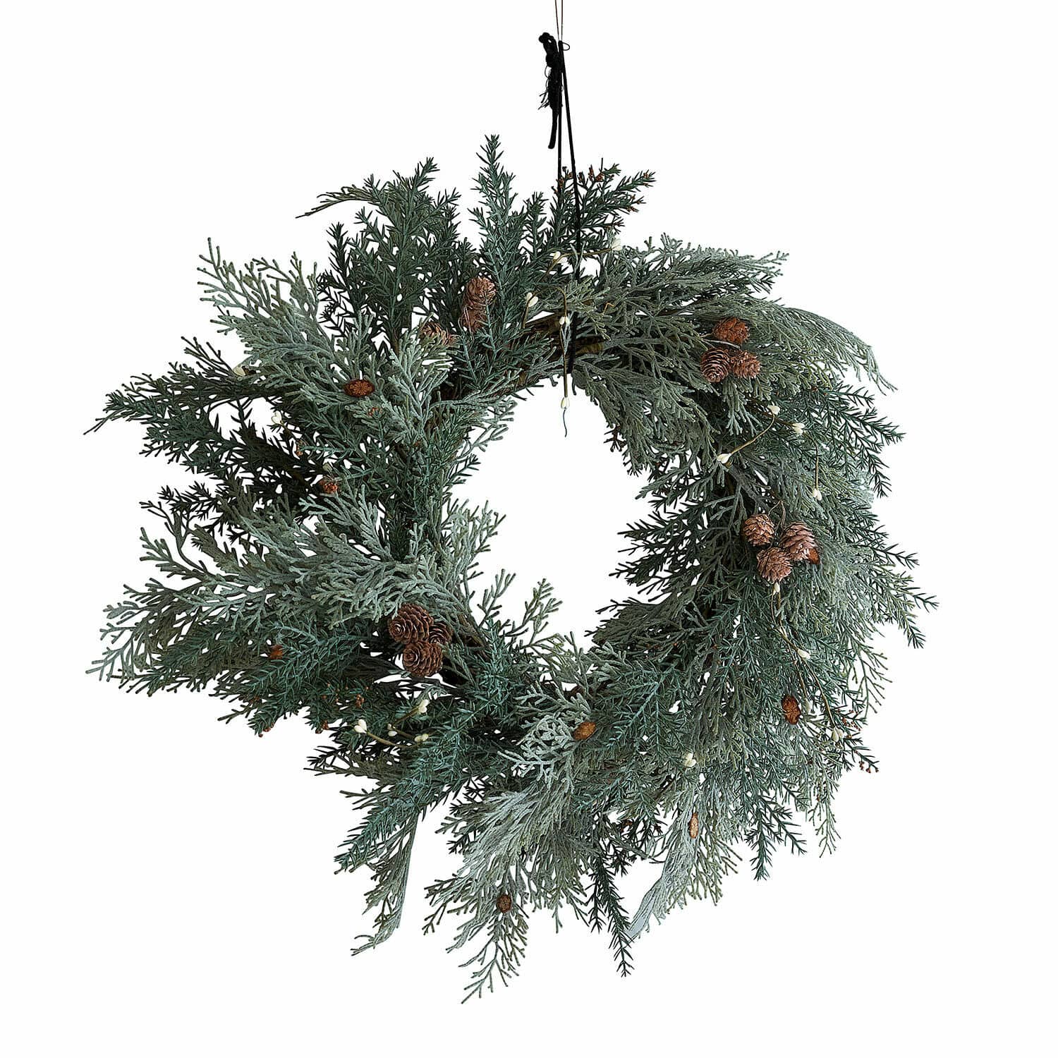 Couronne Privena Couronne de Noël en branches vertes avec pommes de pin, décoration festive pour porte