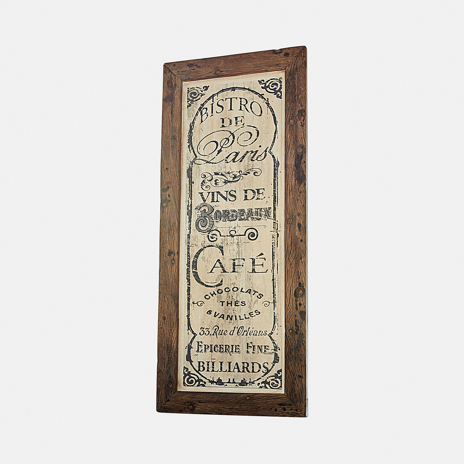 Tableau Jolivard Cadre en bois avec inscription décorative bistro vintage en brun et beige pour décoration murale
