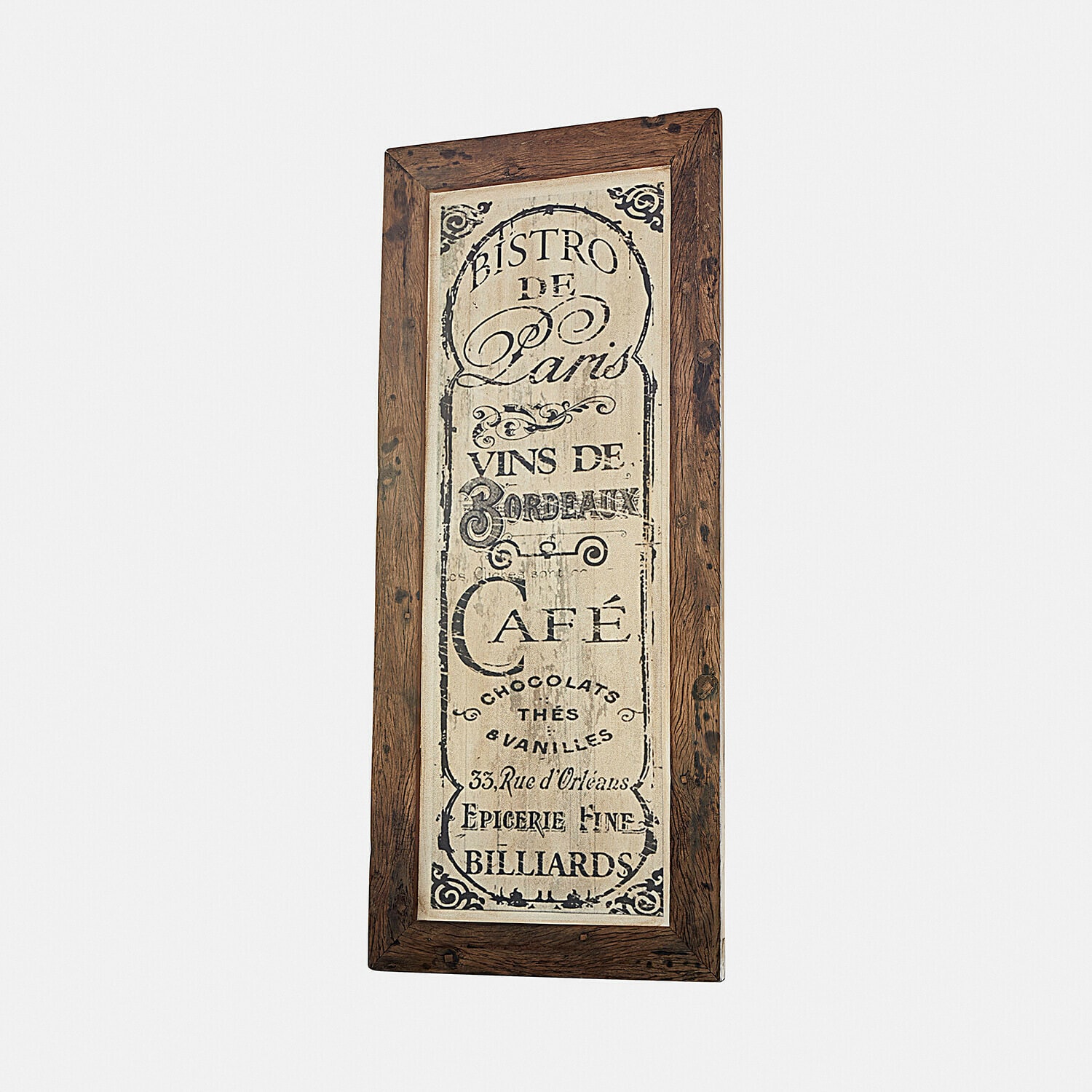 Tableau Jolivard Cadre en bois avec inscription décorative bistro vintage en brun et beige pour décoration murale