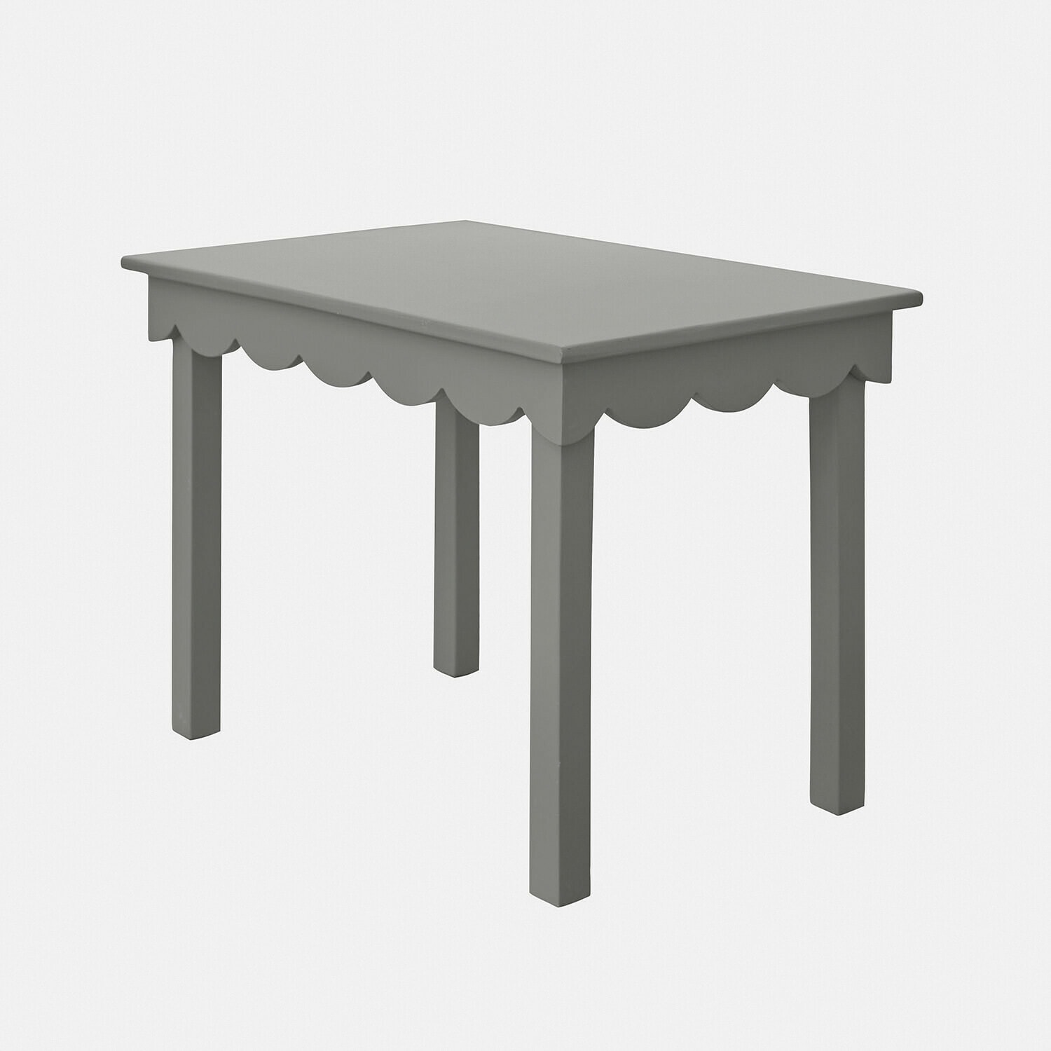 Table pour enfant Poussinou Table en bois verte pour enfants avec bord ondulé et crayons de couleur sur le dessus