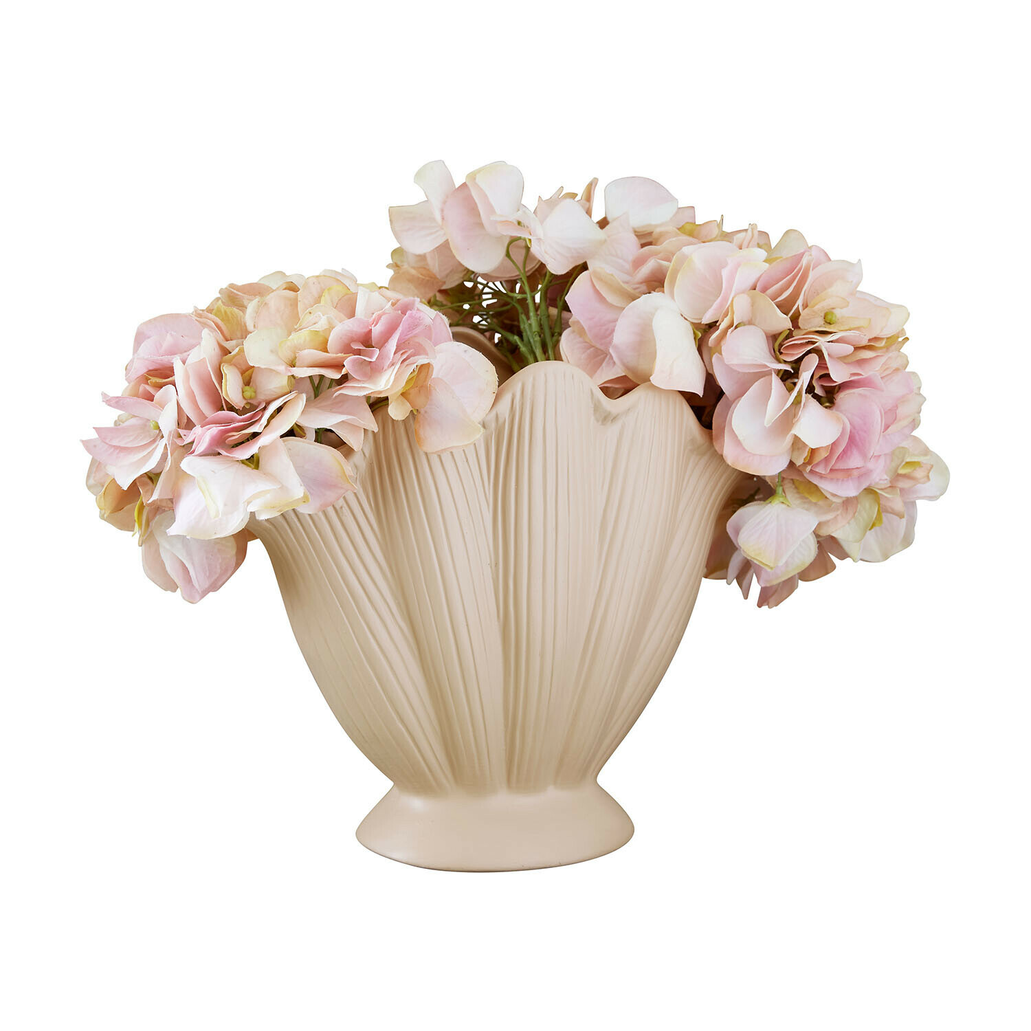 Vase Nuvienne Vase en céramique beige texturé en forme de feuille avec fleurs roses décoratives pour intérieur