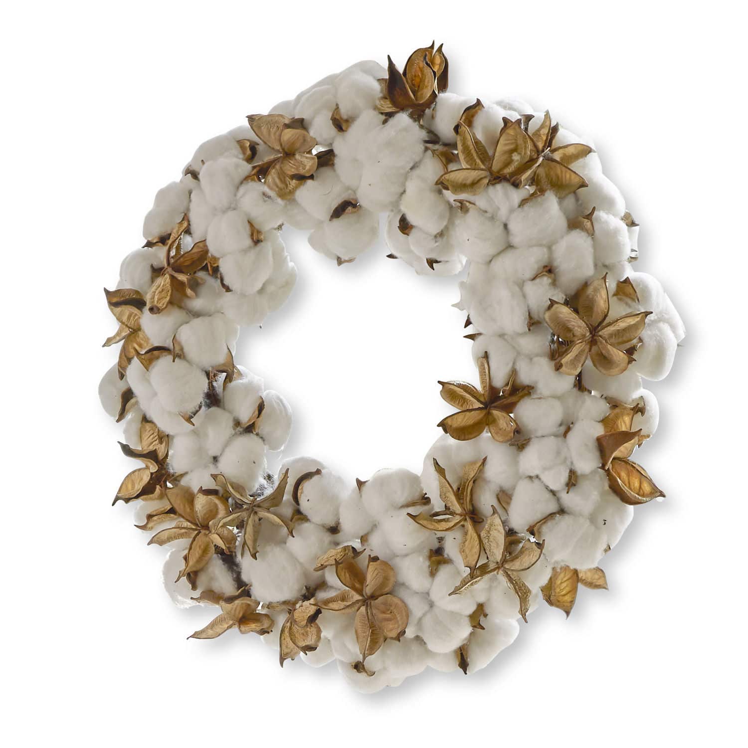 Couronne Sauves Couronne décorative en coton blanc et fleurs séchées brunes pour décoration intérieure