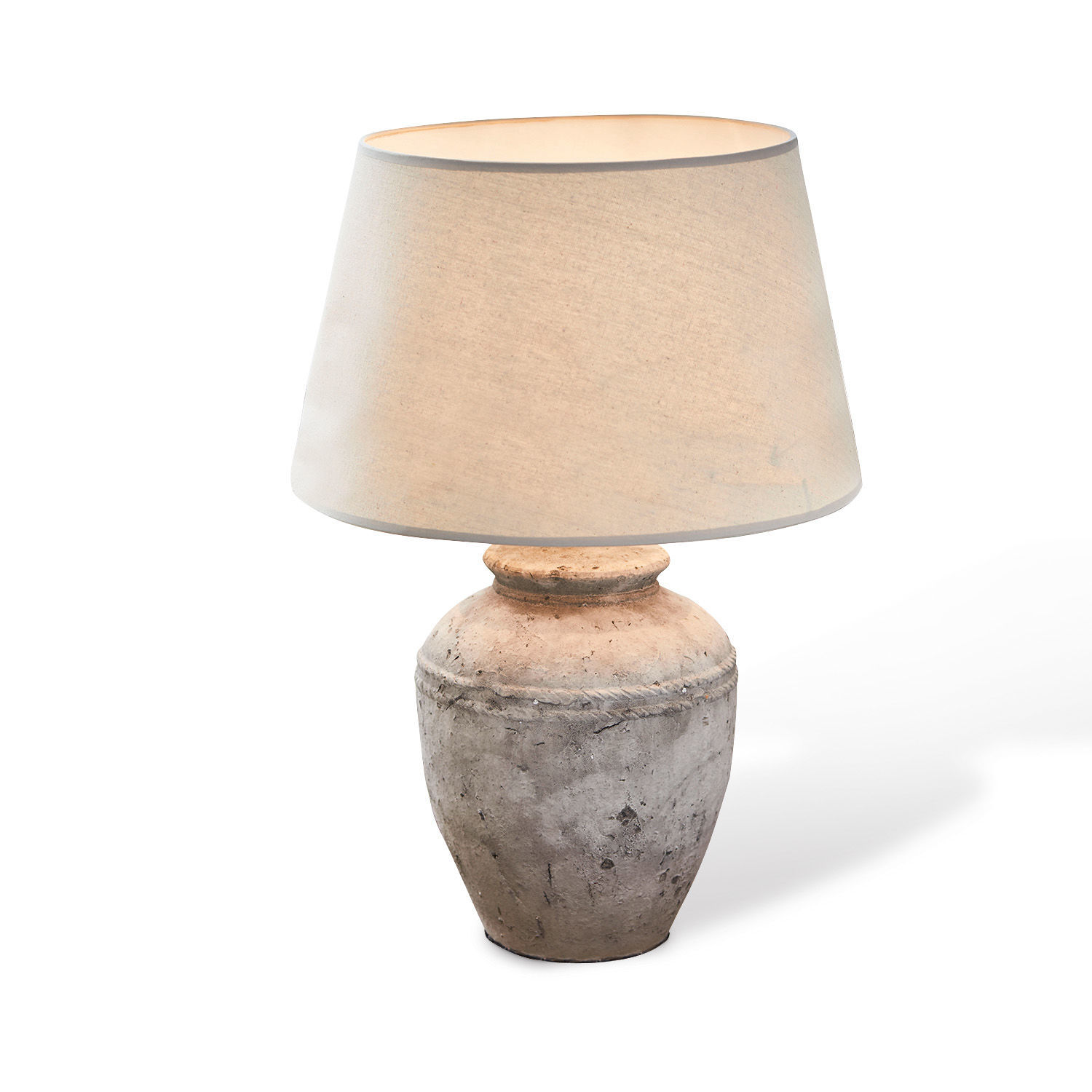 Lampe à poser Mosnay Lampe de table avec abat-jour beige et base en céramique gris-beige pour décoration intérieure
