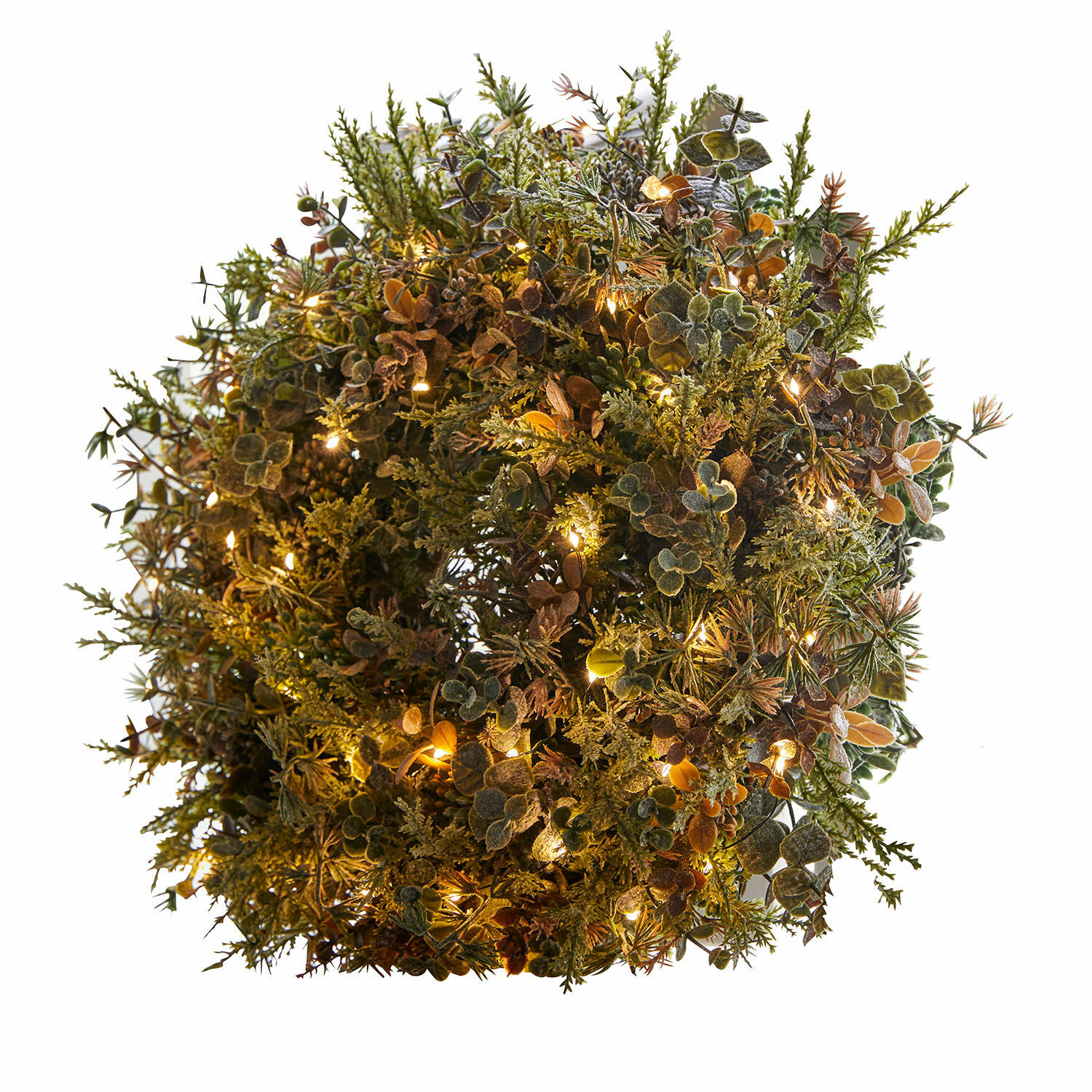 Couronne Nell Couronne décorative en feuillage vert et brun avec lumières LED chaudes pour décoration festive