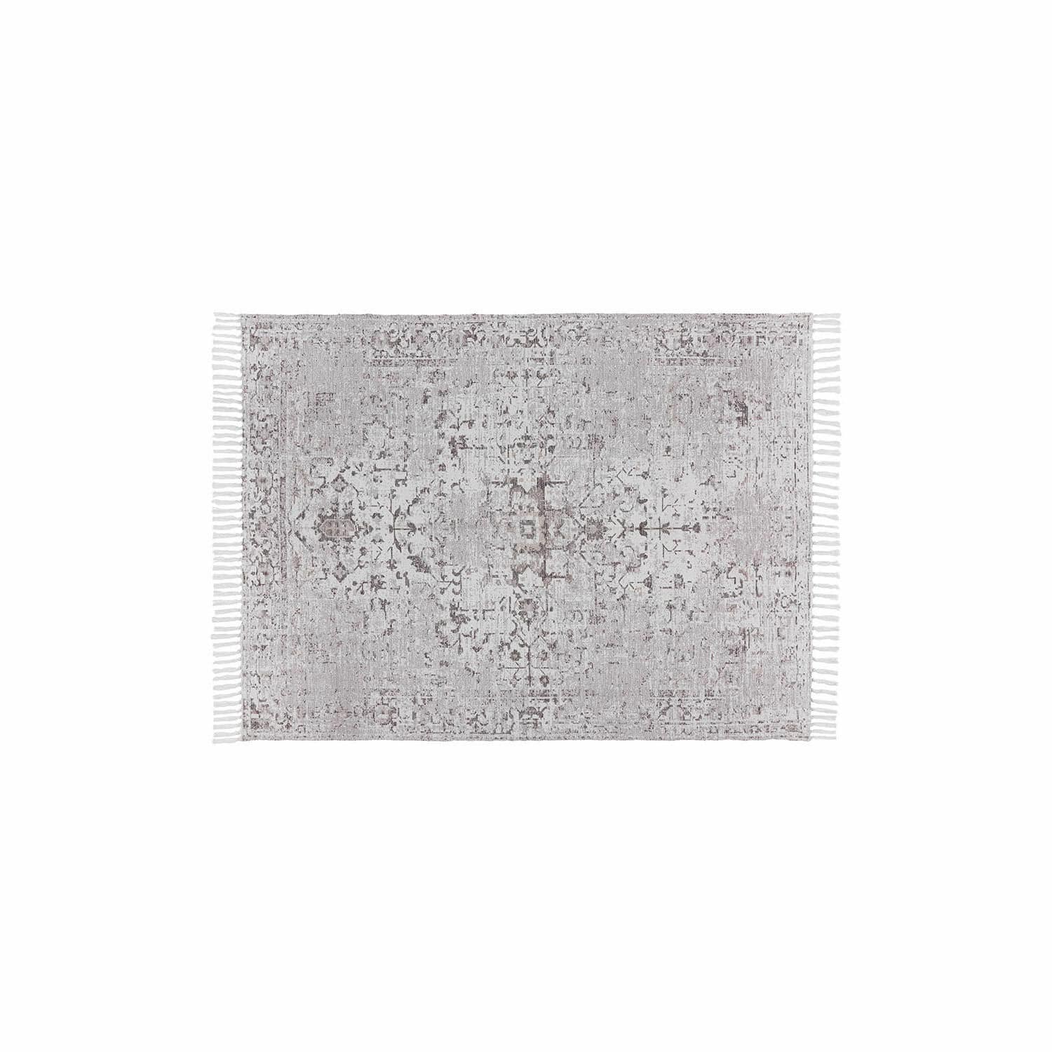 Tapis Delpheer Tapis gris à motif subtil avec franges sur les côtés, tissu doux décoratif