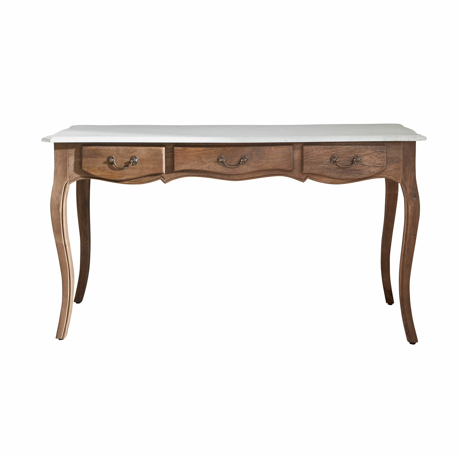 Bureau Whittlesey Bureau classique en bois avec plateau en marbre blanc, meuble élégant pour salon ou bureau
