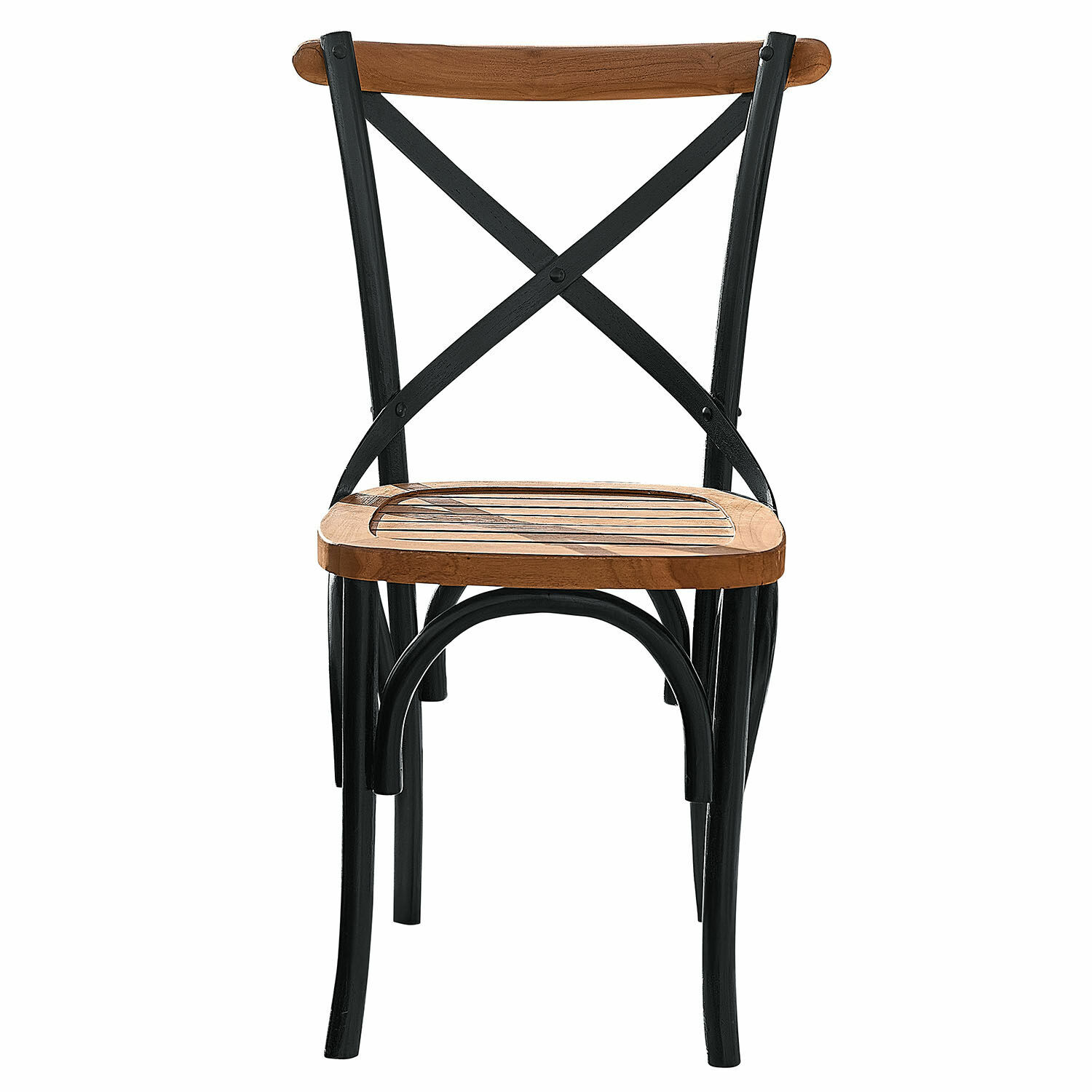 noir/marron Chaise Kirkdale en métal noir et bois brun, design industriel pour salle à manger