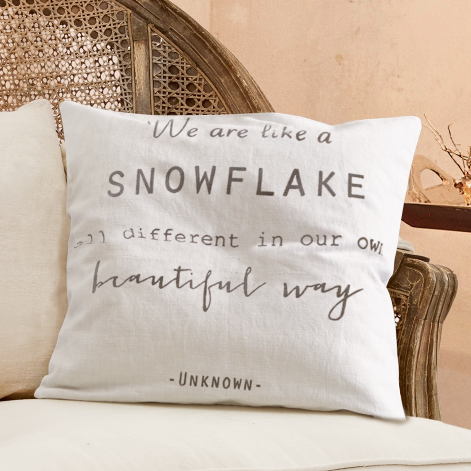 Housse de coussin Quote Coussin décoratif blanc en lin avec texte sur la beauté unique, idéal pour salon cosy