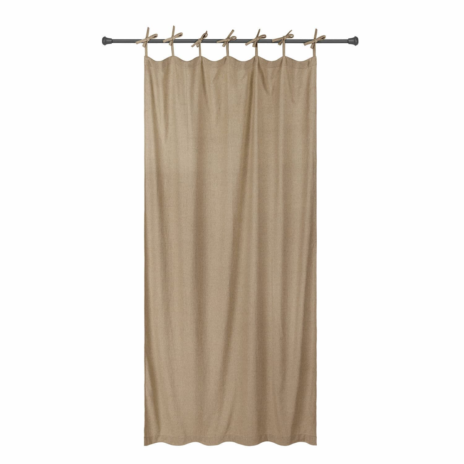 Rideau Seleneia Rideau beige en coton avec liens noués pour tringle, décoration de fenêtre simple et naturelle