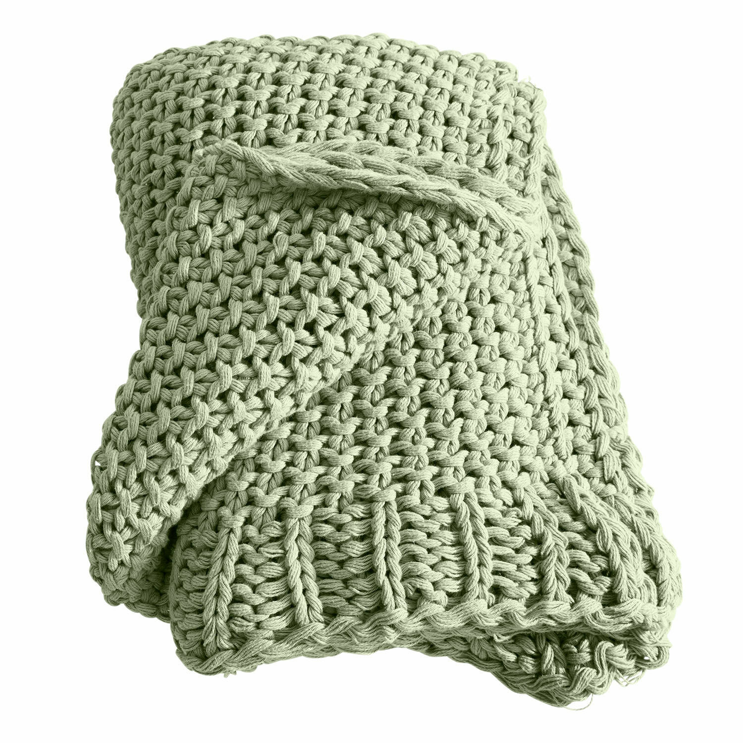 vert clair Plaid Plixoren vert clair en grosse maille, doux et chaud pour décoration et confort.