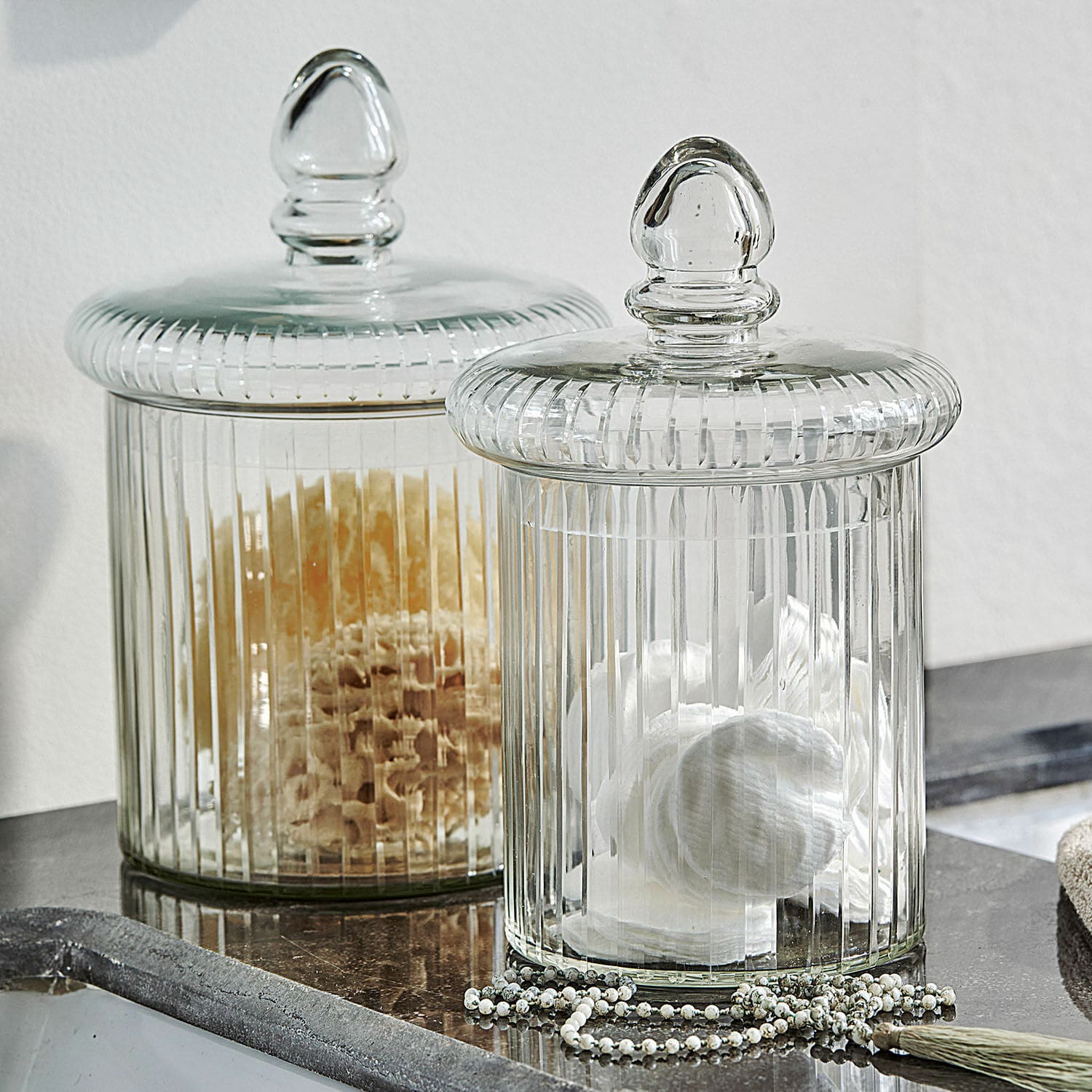 Lot de 2 bonbonnières en verre Marnix