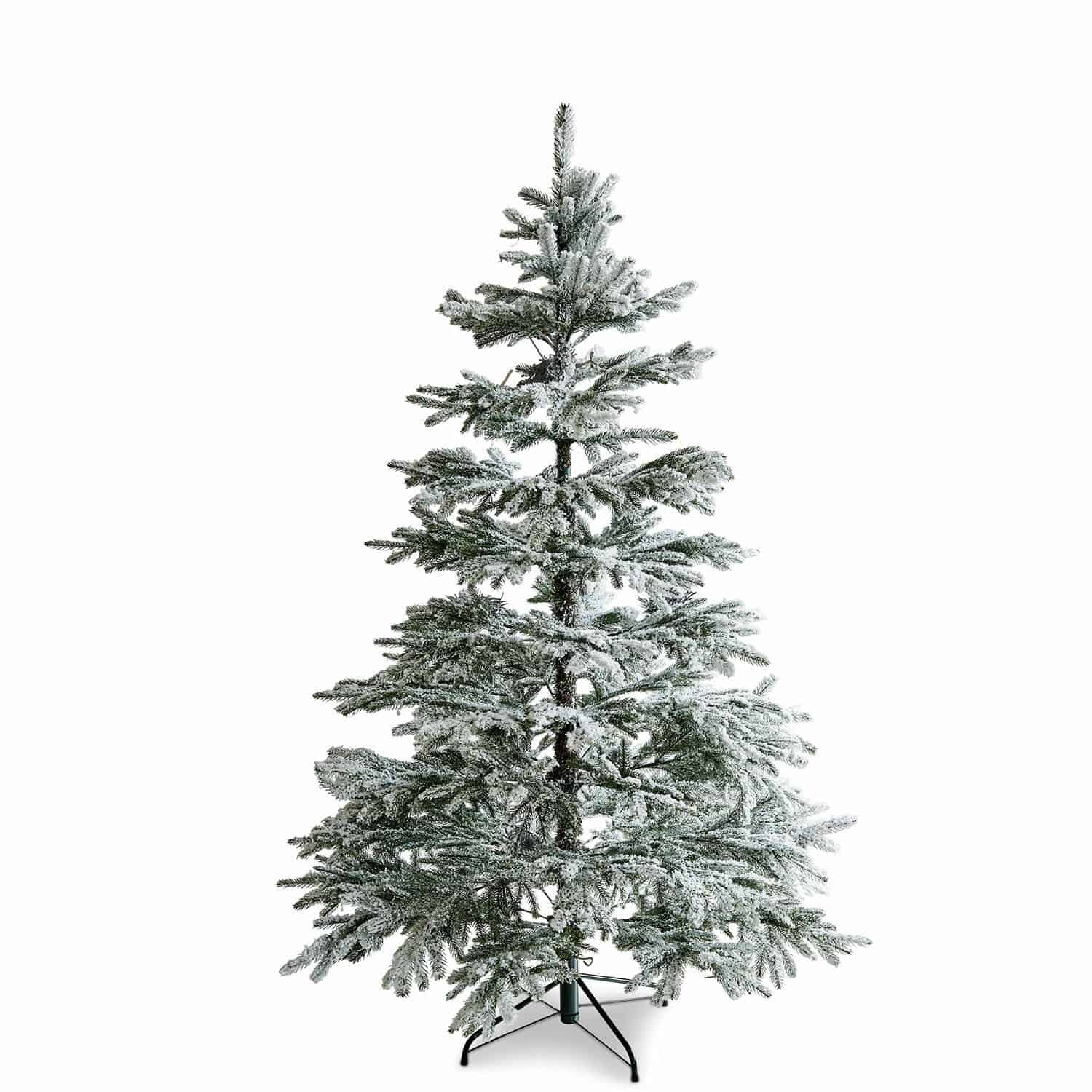 Sapin de Noël Lokossa Sapin artificiel vert avec branches enneigées sur un support métallique stable pour décoration de Noël