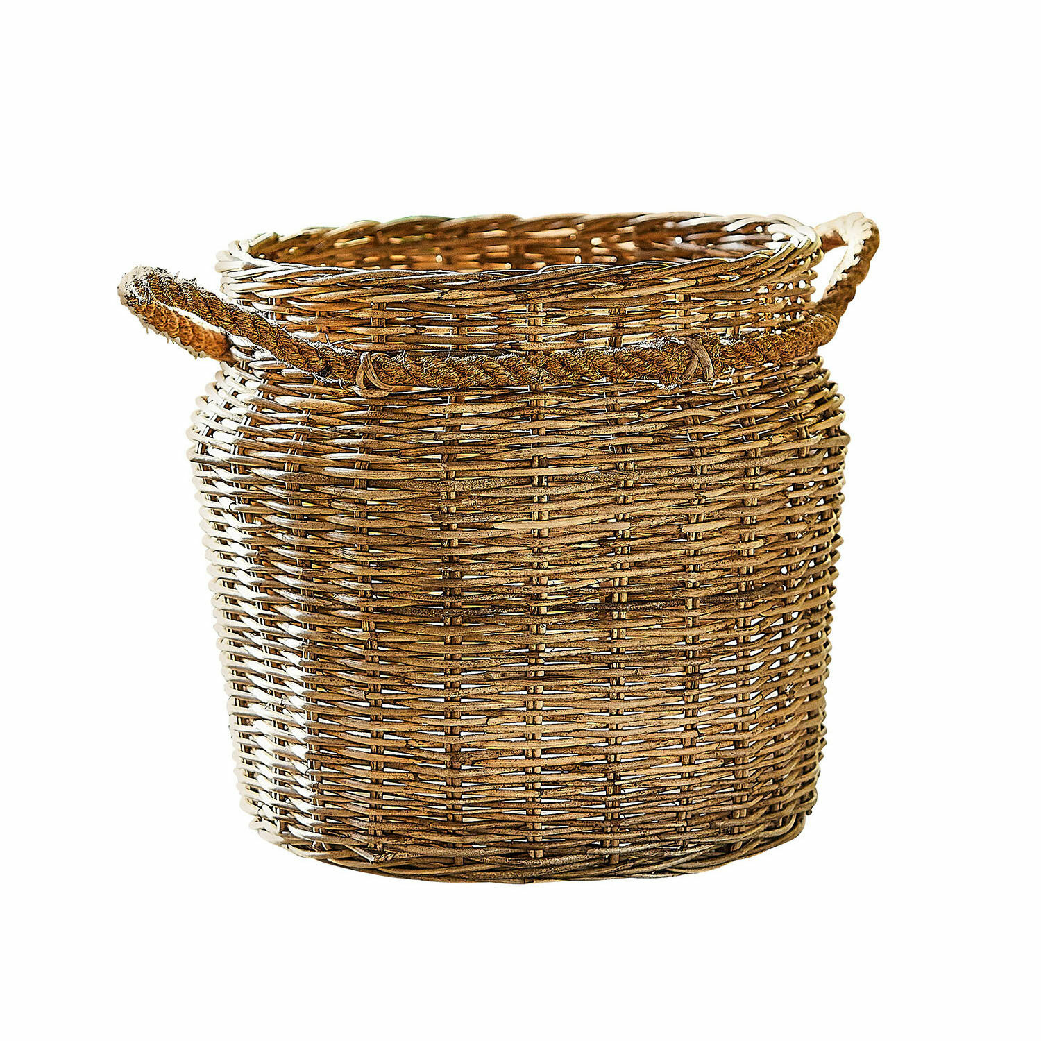 Panier Doriven Panier rond en osier brun naturel avec poignées, idéal pour le rangement et la décoration