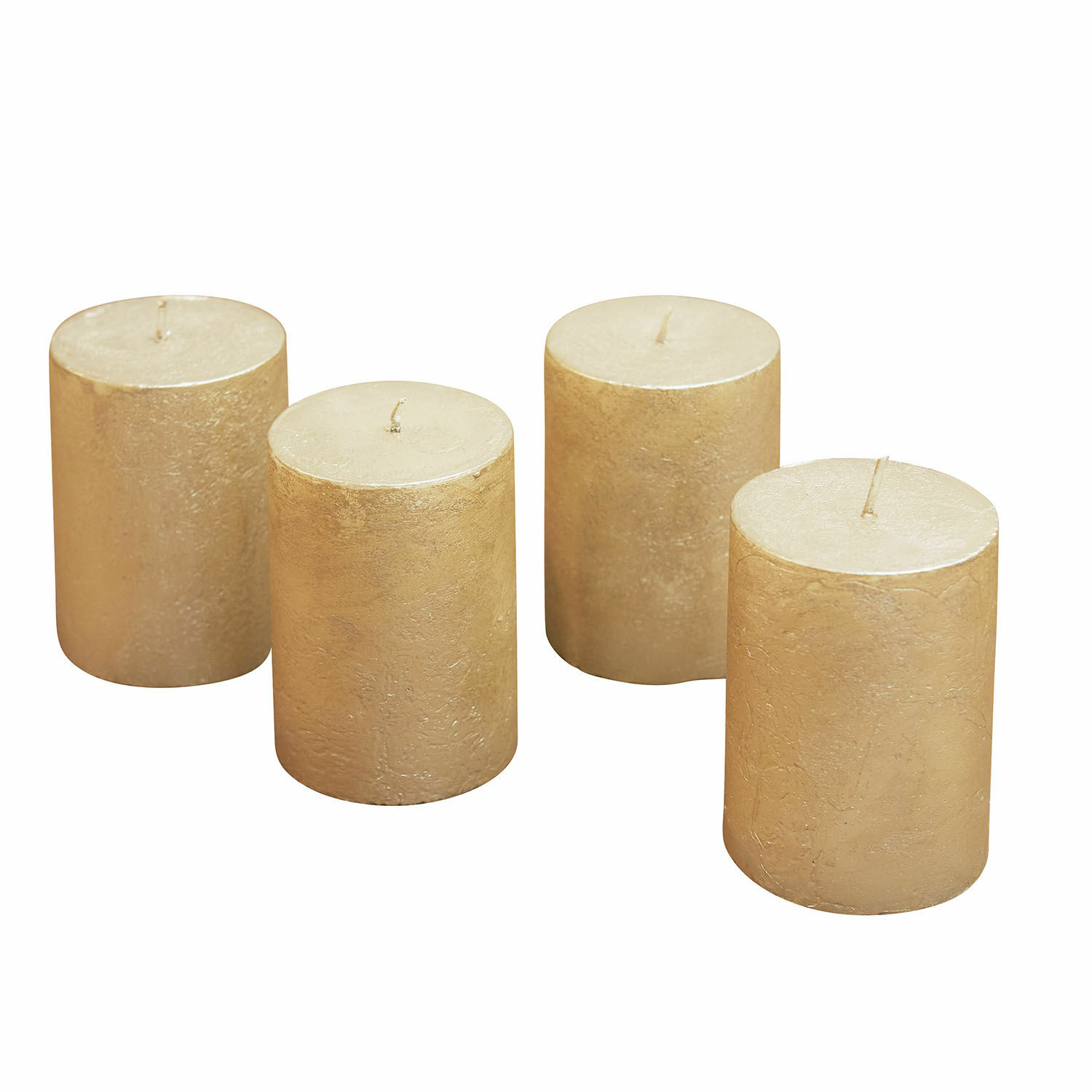 or Lot de 4 bougies cylindriques dorées avec texture, parfaites pour décoration et ambiance cosy