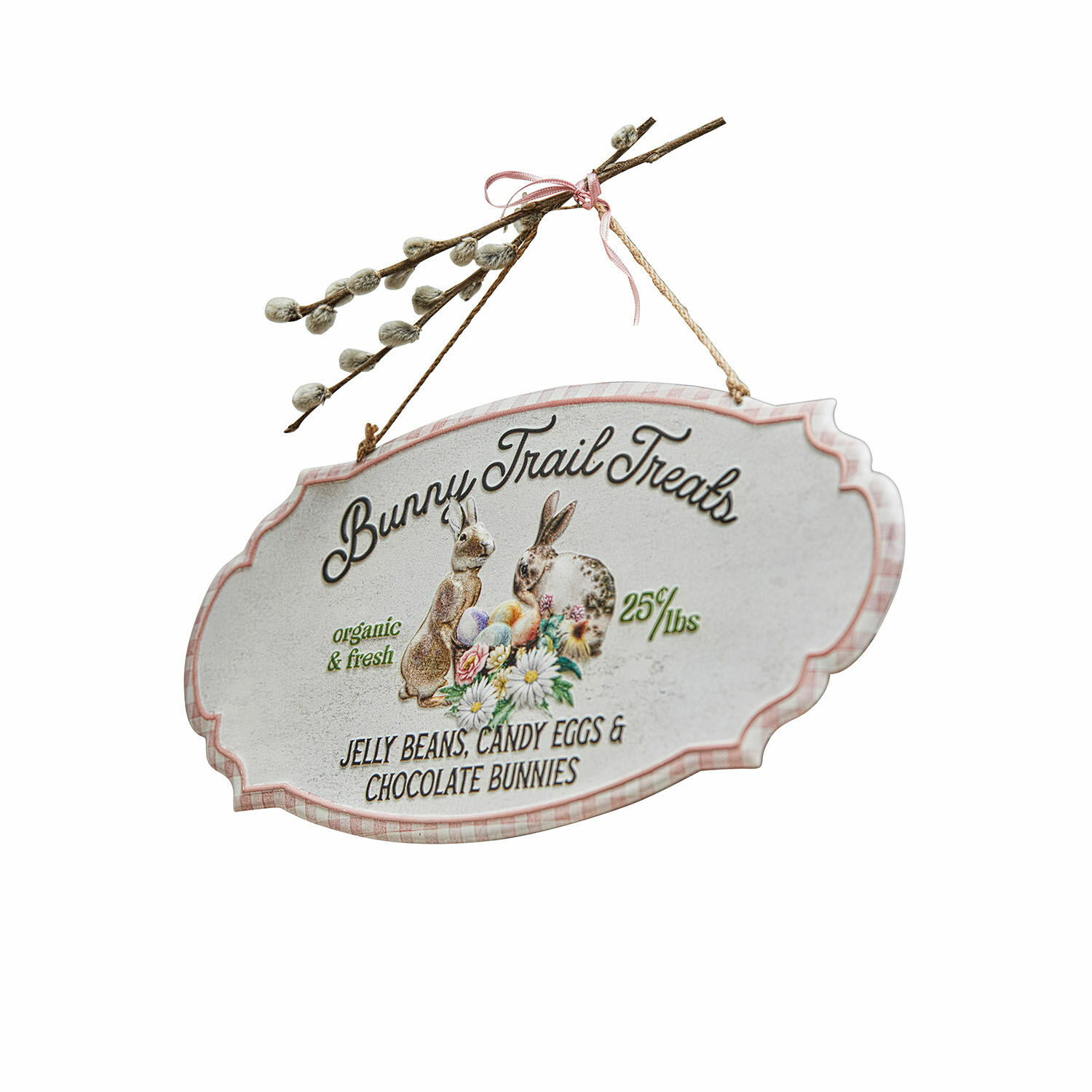 Plaque décorative Bunny Trail Plaque décorative Bunny Trail Treats avec lapins et œufs colorés pour décoration de Pâques