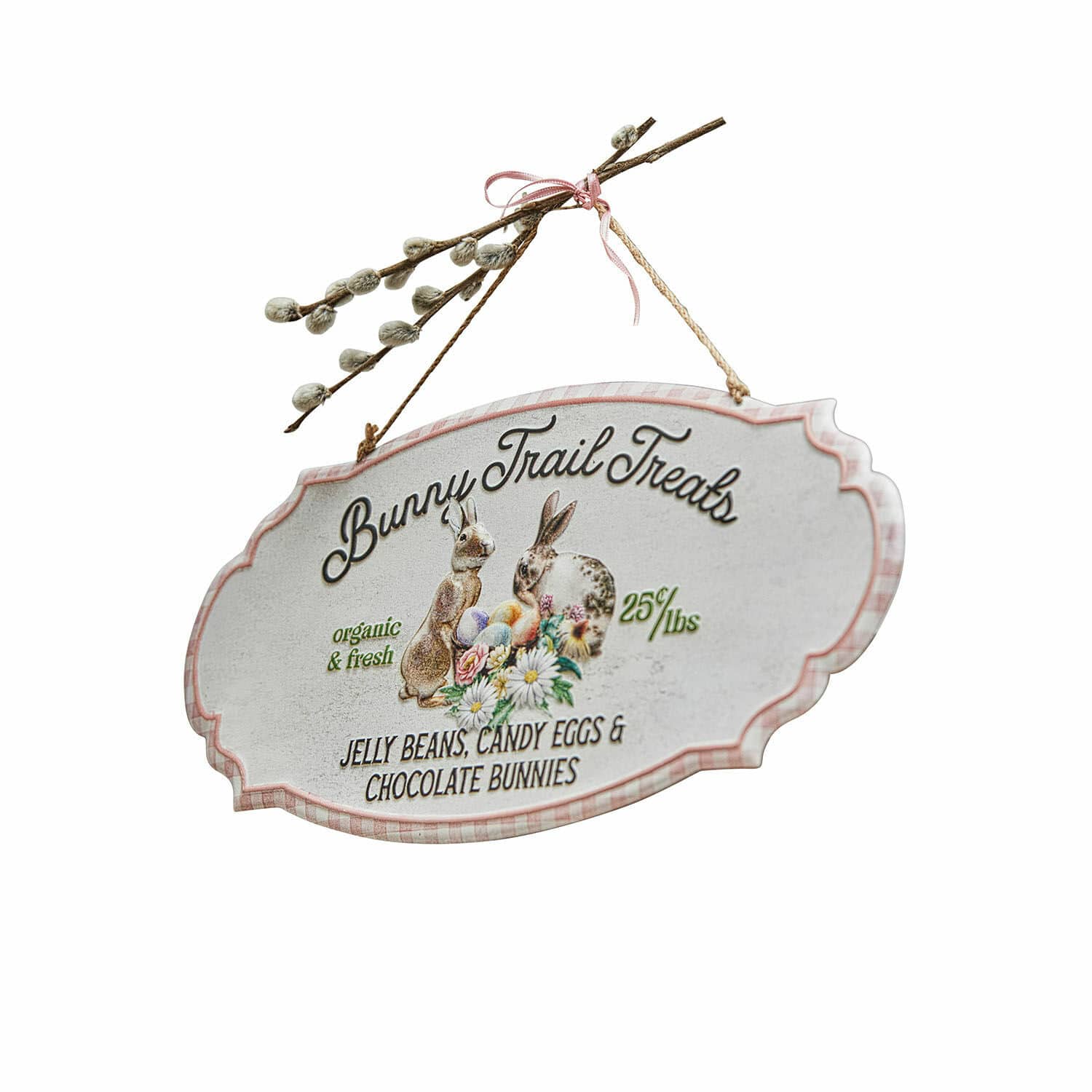 Plaque décorative Bunny Trail Plaque décorative Bunny Trail Treats avec lapins et œufs colorés pour décoration de Pâques