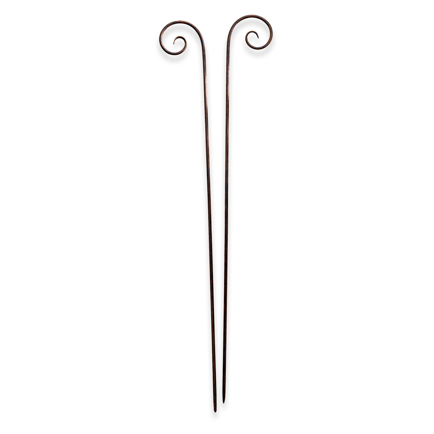 Lot de 2 piques de jardin Dorhal Paire de crochets de jardin en métal brun avec extrémité en spirale décorative pour plantes