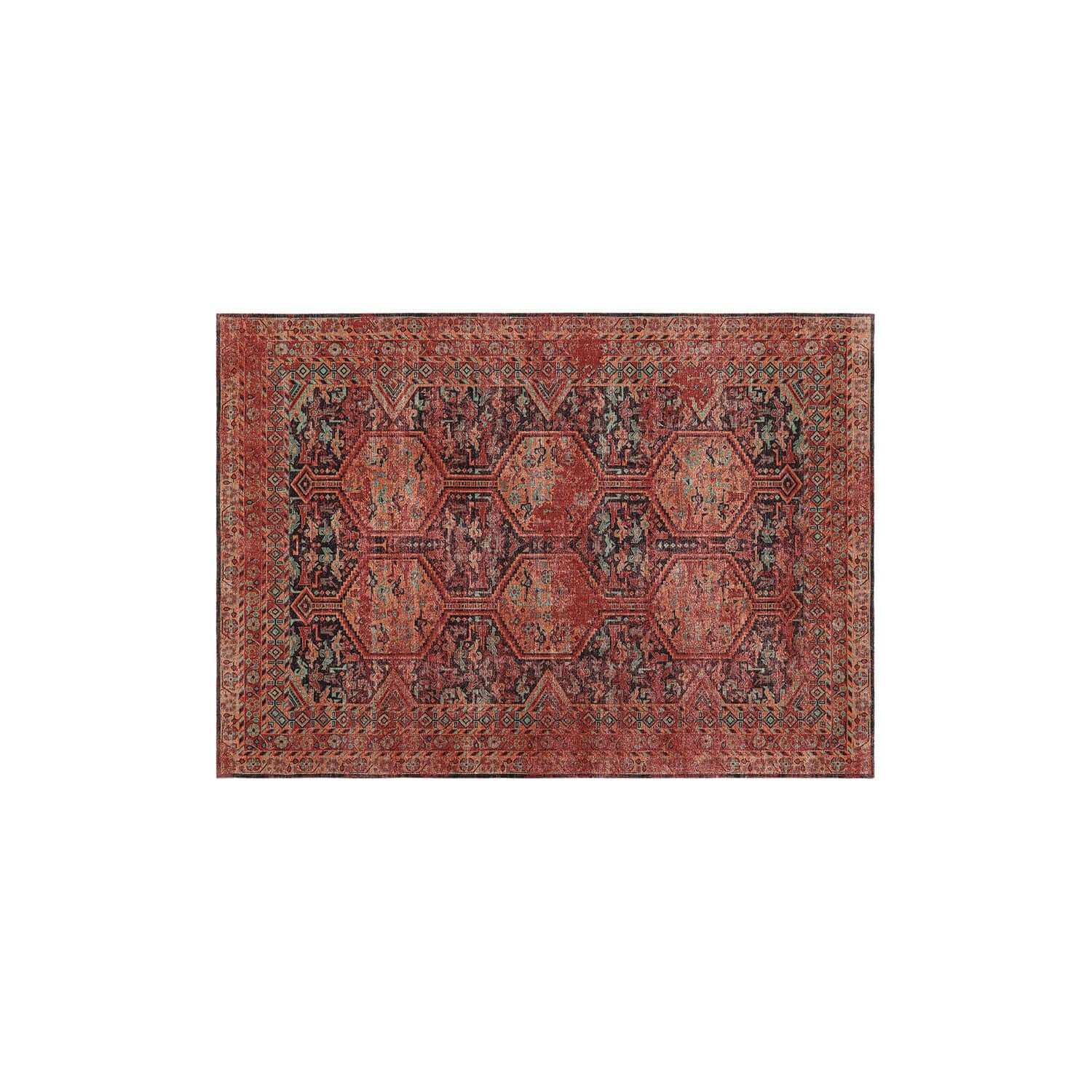 Tapis Incantaro Tapis à motif oriental rouge et noir, accessoire décoratif élégant pour salon ou chambre