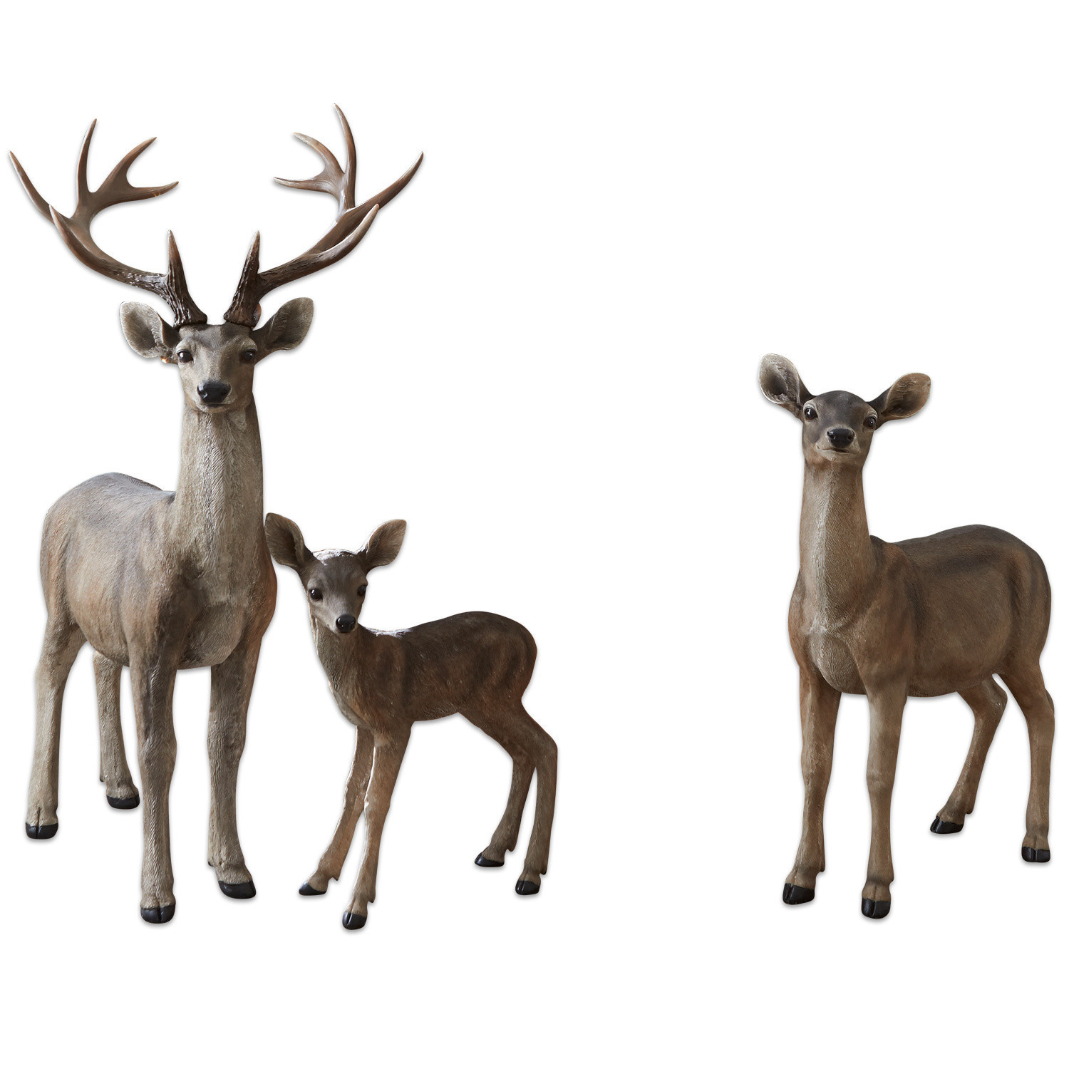 marron vieilli Figurines de cerf, biche et faon en bronze antique pour décoration intérieure et extérieure