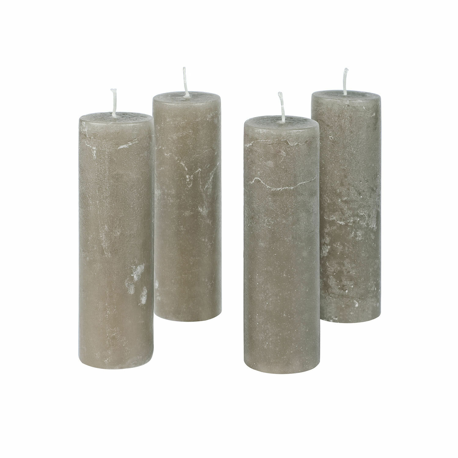 taupe Lot de 4 bougies Muriel taupe avec texture rustique, décoration intérieure et ambiance chaleureuse