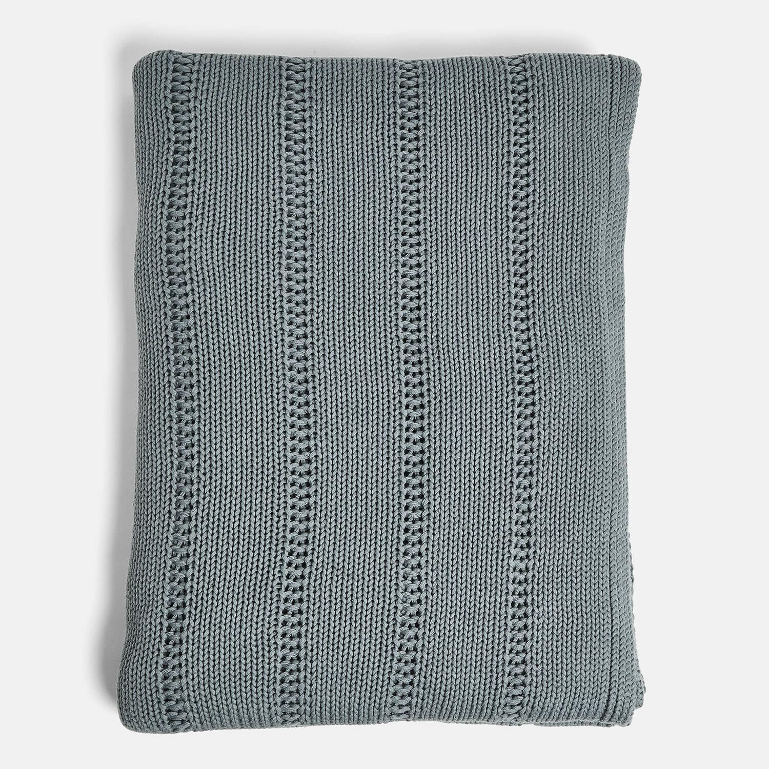 Plaid Lémeré Plaid en coton bleu clair tricoté avec motif décoratif, parfait pour salon et chambre